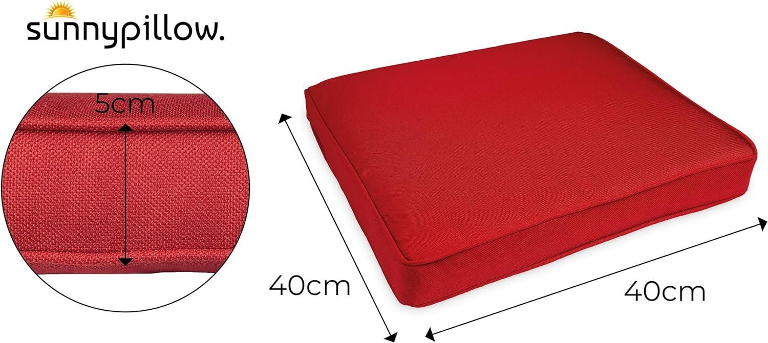 sunnypillow Stuhlkissen 4er Set Stuhlkissen wasserdicht UV-lichtecht BALI, 4er Set 40x40x5cm Rot