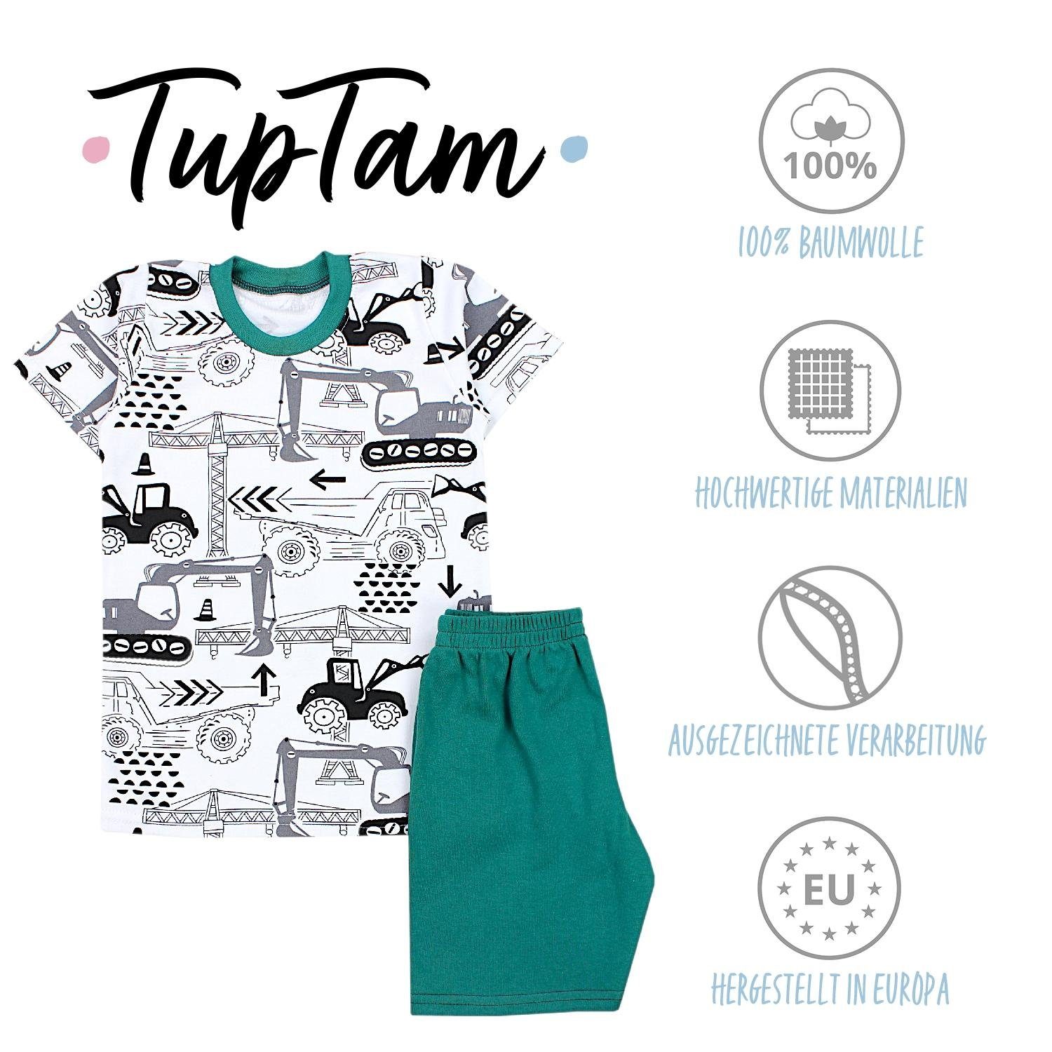 Jungen Grün TupTam Bagger 2-teilig Pyjama Kurzarm Sommer / Schlafanzug Set Schlafanzug Kinder
