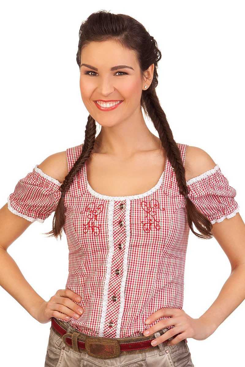 Spieth & Wensky Trachtenbluse Trachtenbluse - EUPEN - weiß, rot günstig online kaufen