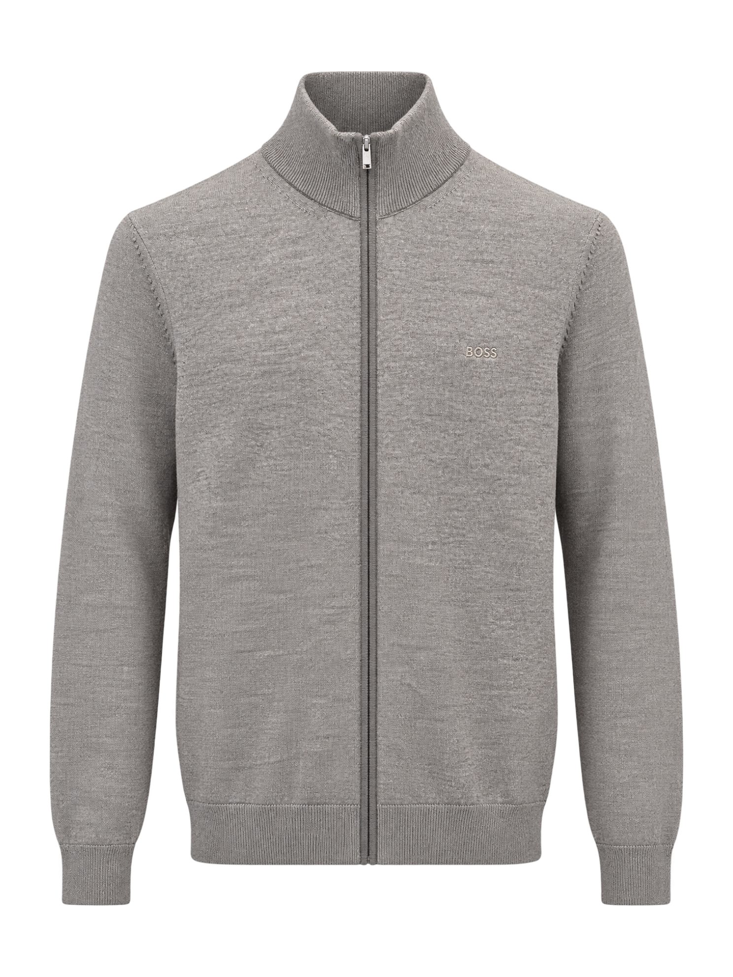 BOSS Strickpullover BOSS Men Black grau,Casual,Wolle,Unifarben,Stehkragen,Langarm,Regular Fit