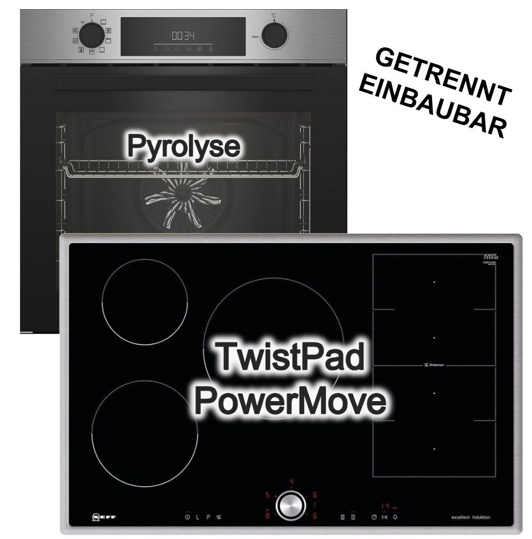 BEKO Backofen-Set Backofen 72 Liter Pyrolyse+ Neff Flex-Induktionskochfeld 80cm TwistPad, mit Nein