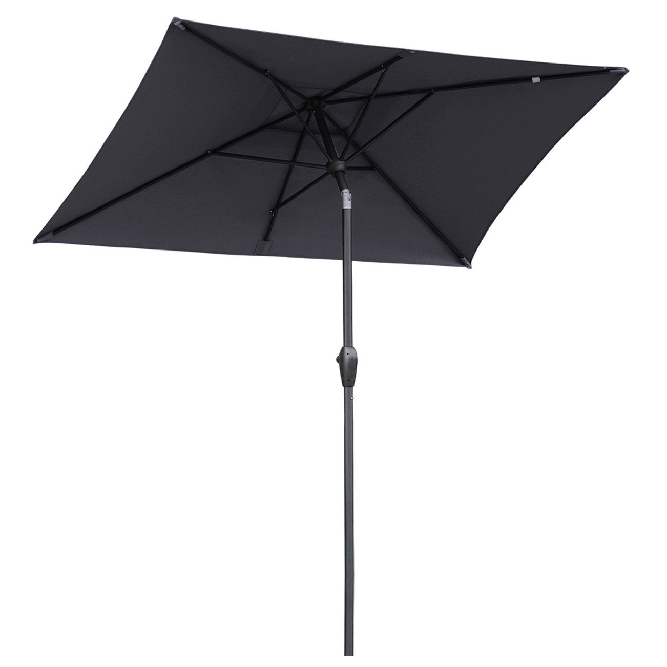 Sekey Sonnenschirm 210 x 140 cm Aluminum Sonnenschirm Rechteckig Marktschirm mit Kurbel, LxB: 210,00x140,00 cm, mit/ohne LED-Lichtern, Sonnenschutz UV50+, Gartenschirm Knickbar