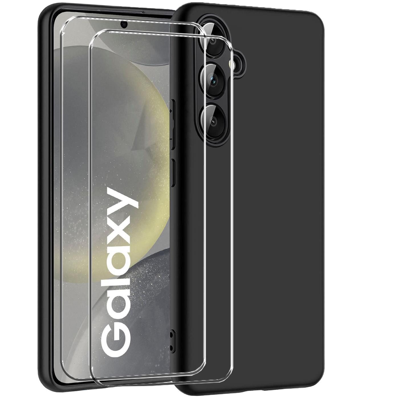 CoolGadget Handyhülle Schwarz als 2in1 Schutz Cover Set für das Samsung Galaxy S22 6,1 Zoll, 2x 9H Glas Display Schutz Folie + 1x TPU Case Hülle für Galaxy S22