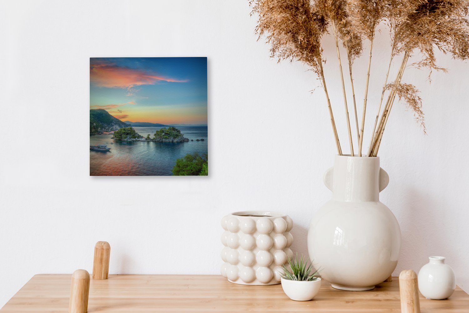 OneMillionCanvasses® Leinwandbild Sonnenuntergang in Schlafzimmer (1 für Leinwand Bilder Parga am St), Wasser, Wohnzimmer