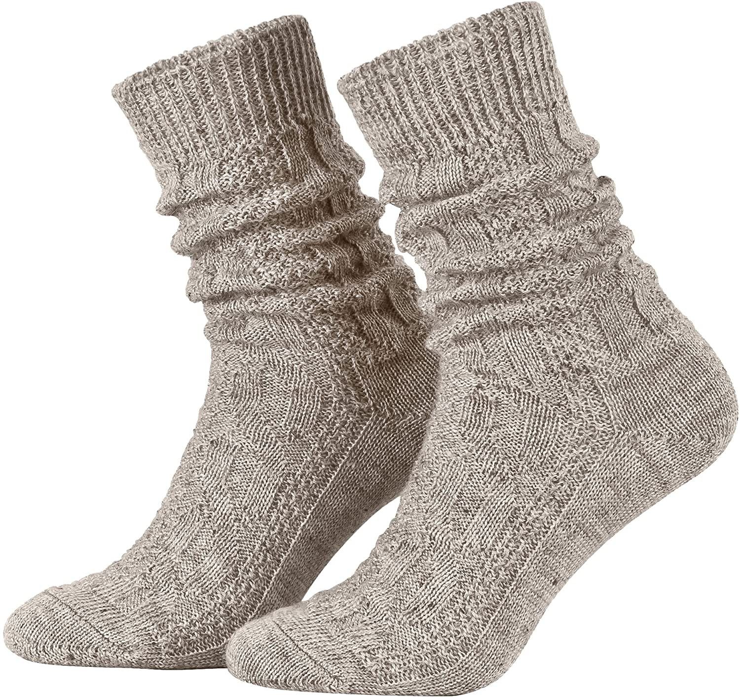 Originalprodukte Moschen-Bayern Trachtensocken Zopfmuster Trachtensocken Beige Herren Socke Trachtenstümpfe Trachtenstrumpf Kurz