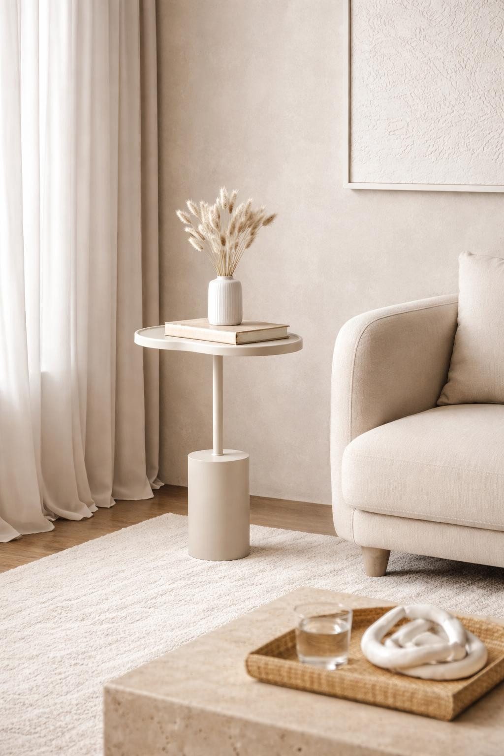 JVmoebel Beistelltisch Beistelltisch Stil modern Farbe weiß neu praktisch Schlafzimmer oval, Made in Europa