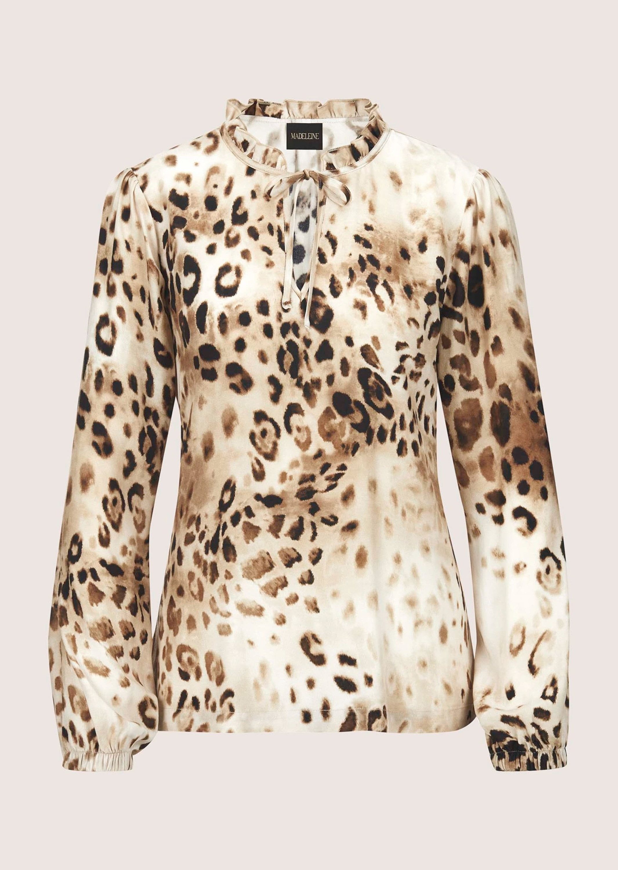 Langarmbluse Leo-Dessin Bluse in Tunika-Form