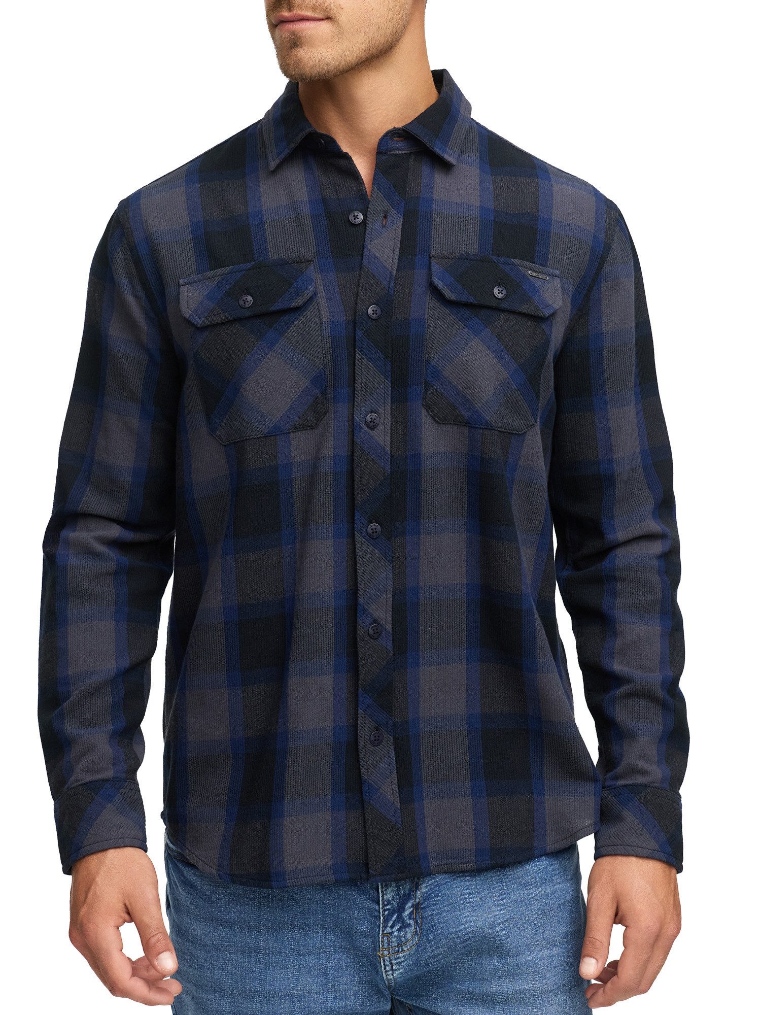 Indicode Langarmhemd Herren INPomal Herrenhemd Langarm Herren Karohemd aus 100% Baumwolle mit Brusttaschen und Umlegekragen