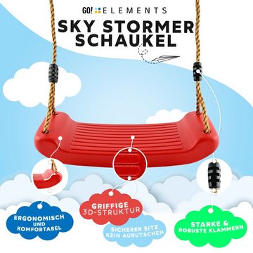 GO!elements Einzelschaukel Sky Stormer, Schaukel Garten - Kinderschaukel Outdoor Indoor - Schaukelsitz Schaukelbrett Brettschaukel für Kinder zum Schaukeln - Höhenverstellbar - Rutschfest