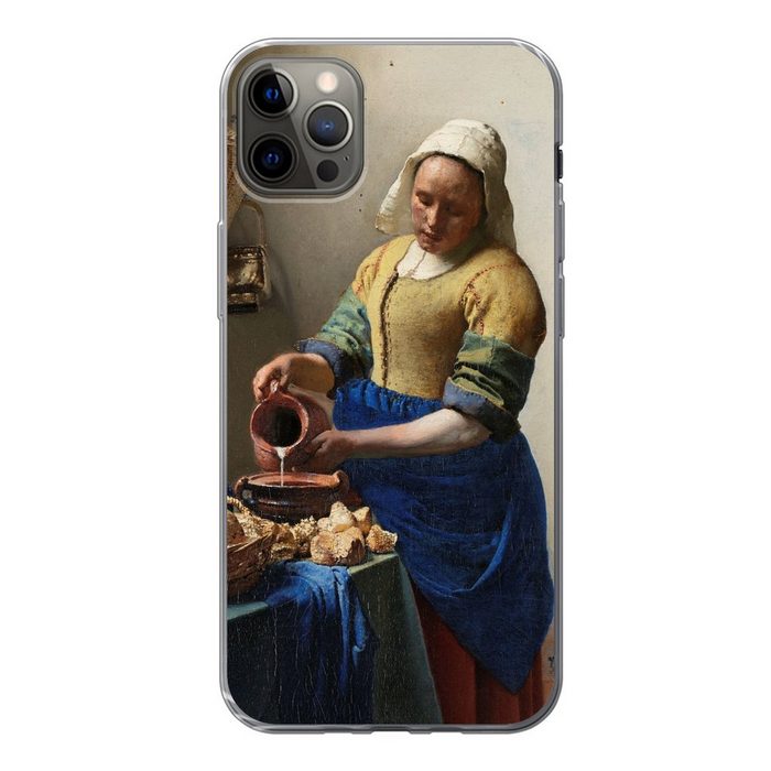 MuchoWow Handyhülle Das Milchmädchen - Gemälde von Johannes Vermeer Handyhülle Apple iPhone 13 Pro Max Smartphone-Bumper Print Handy
