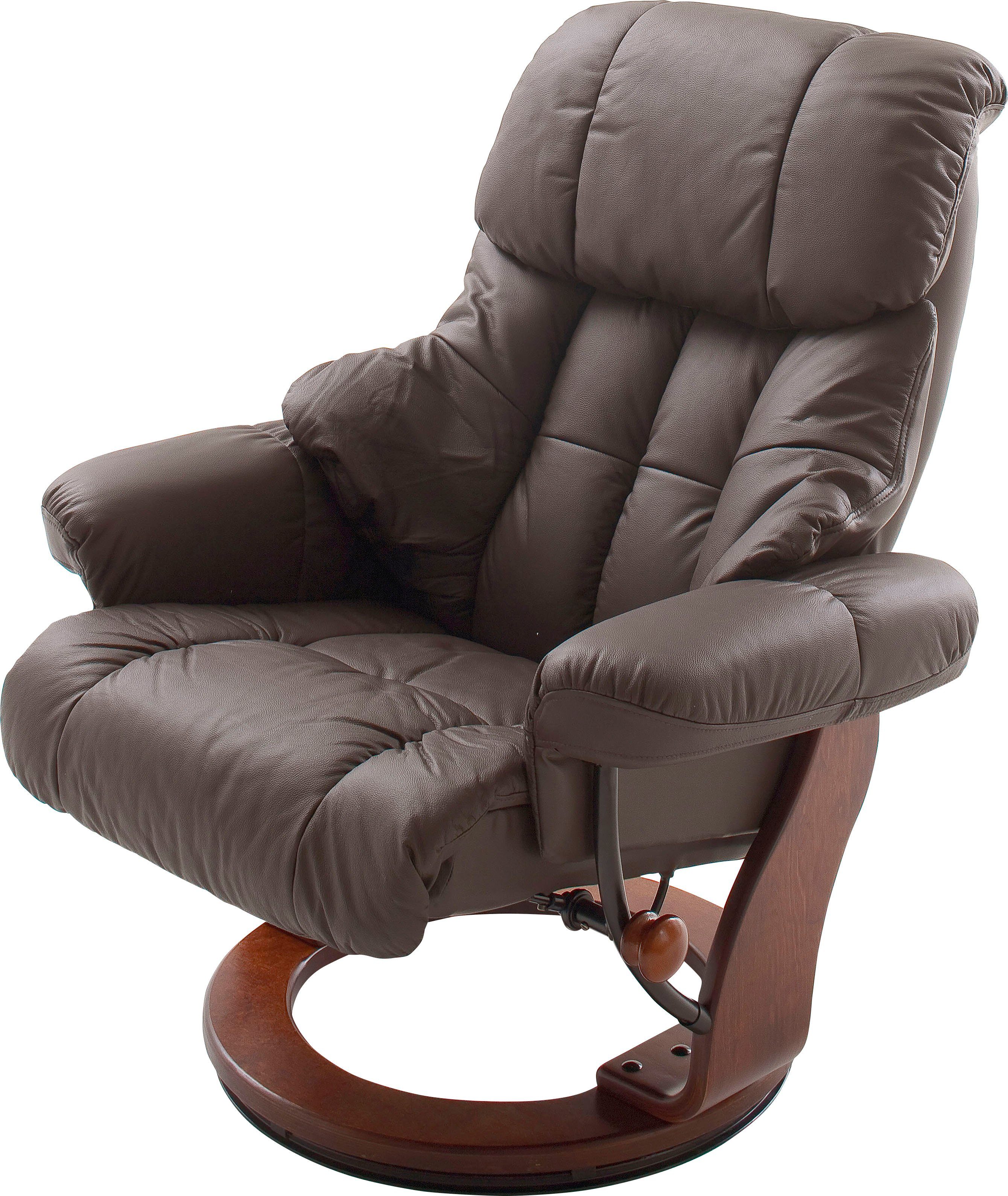 MCA furniture Relaxsessel Calgary, Fernsehsessel 360°drehbar inkl. Hocker mit Lederbezug