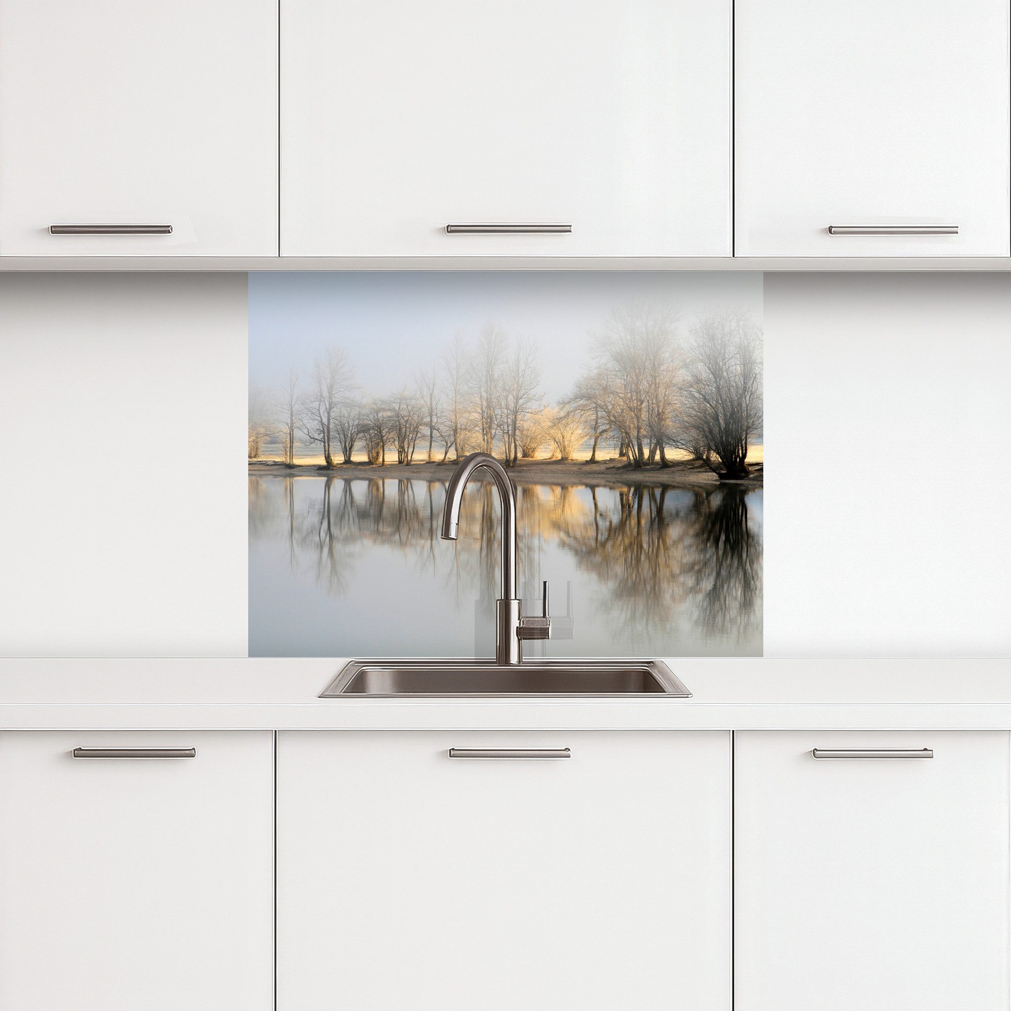 KitchenYeah Küchenrückwand selbstklebend Wasser - Bäume - Natur - Landschaf günstig online kaufen