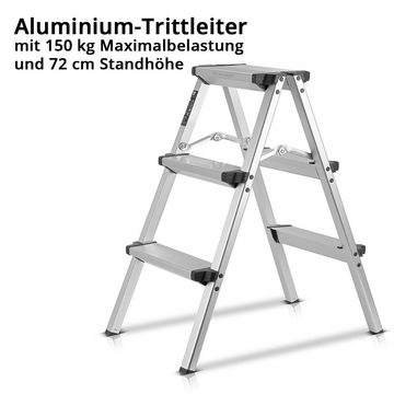 STAHLWERK Trittleiter Alu-Trittleiter ALT-150 ST bis 150 kg, Sprossen