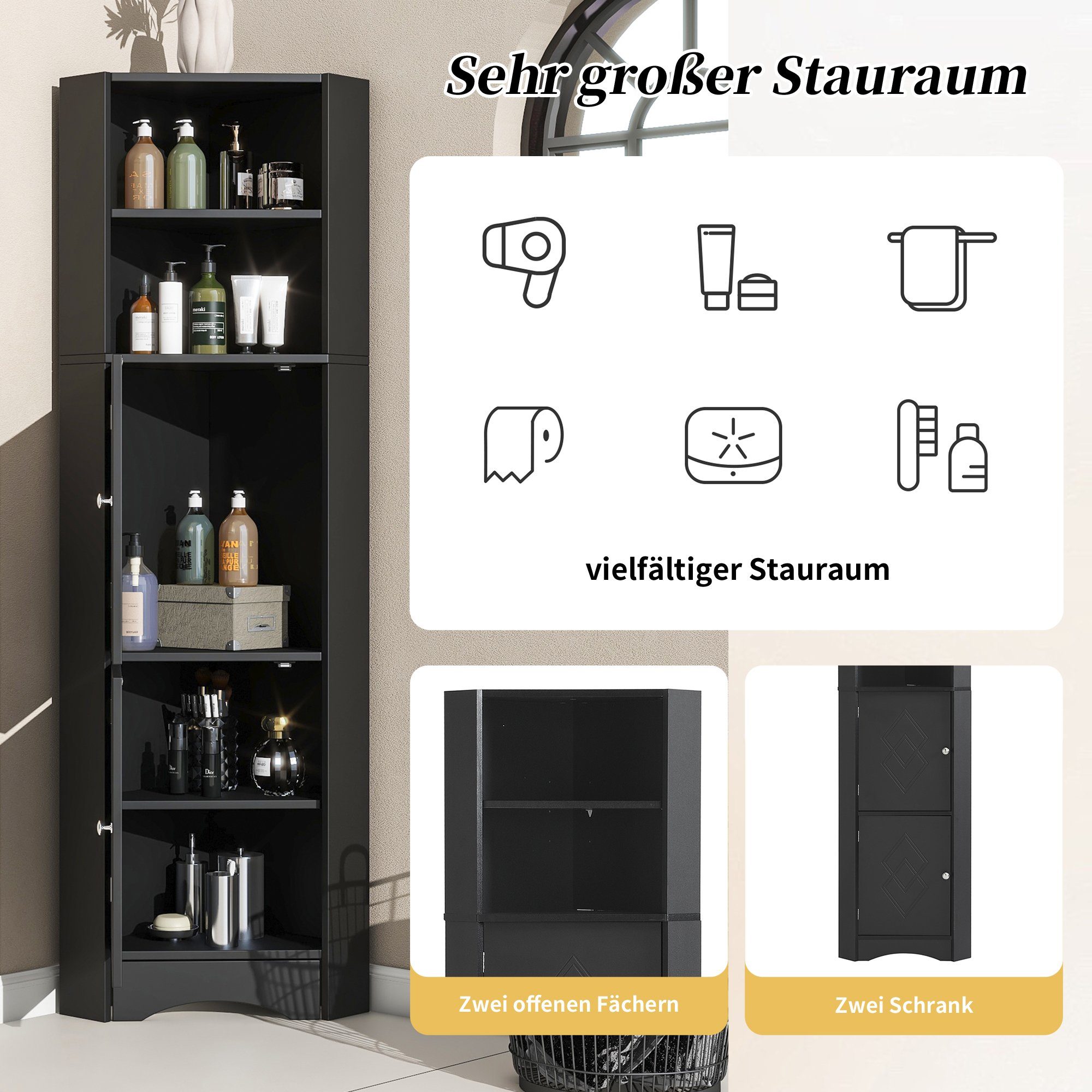 Merax Eckschrank mit Einlegböden,Badezimmerschrank,Badkommode,155cm günstig online kaufen