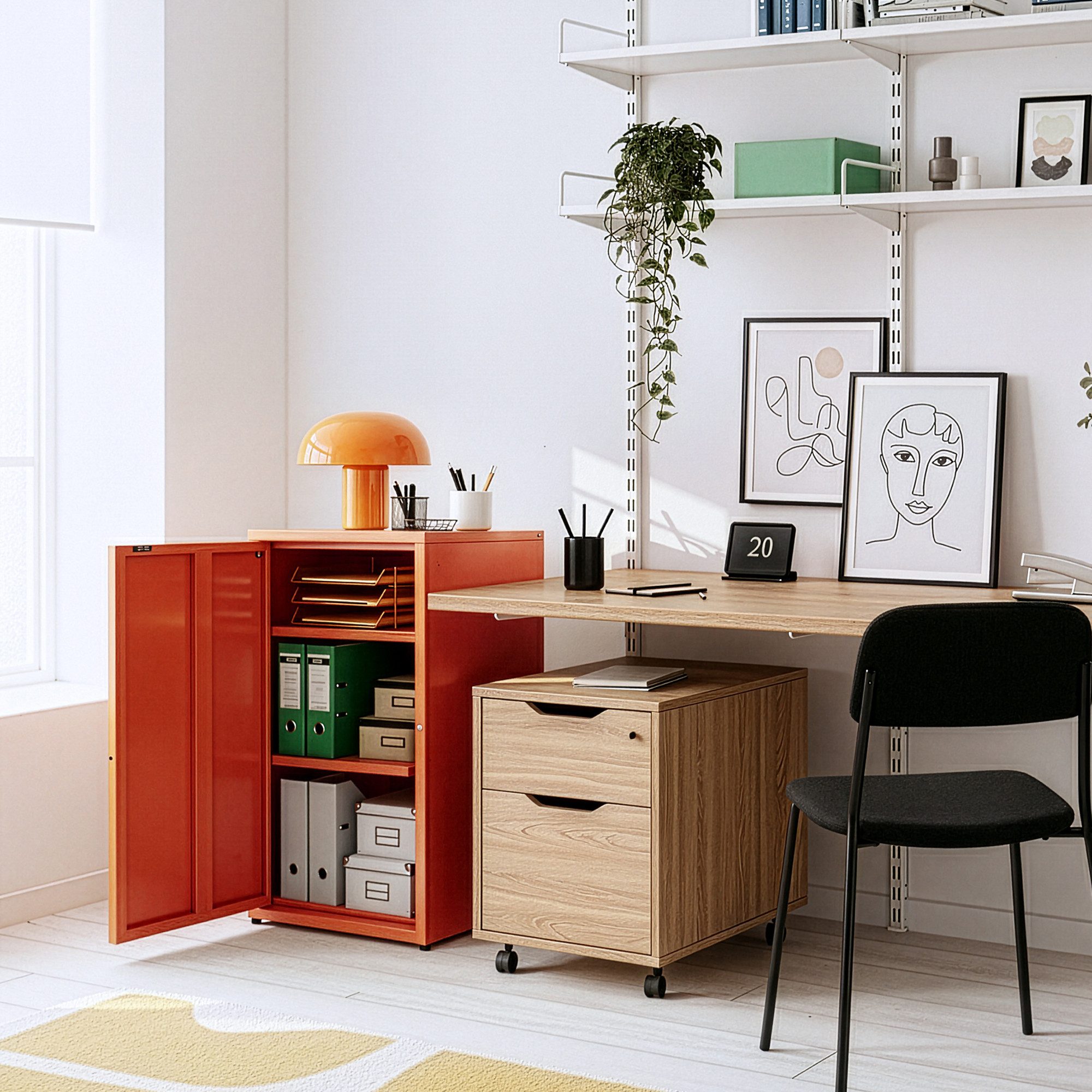 en.casa Mehrzweckschrank »Burlöv« mit 1 Tür und 2 Ablagen 88x40x35 cm Ziege günstig online kaufen