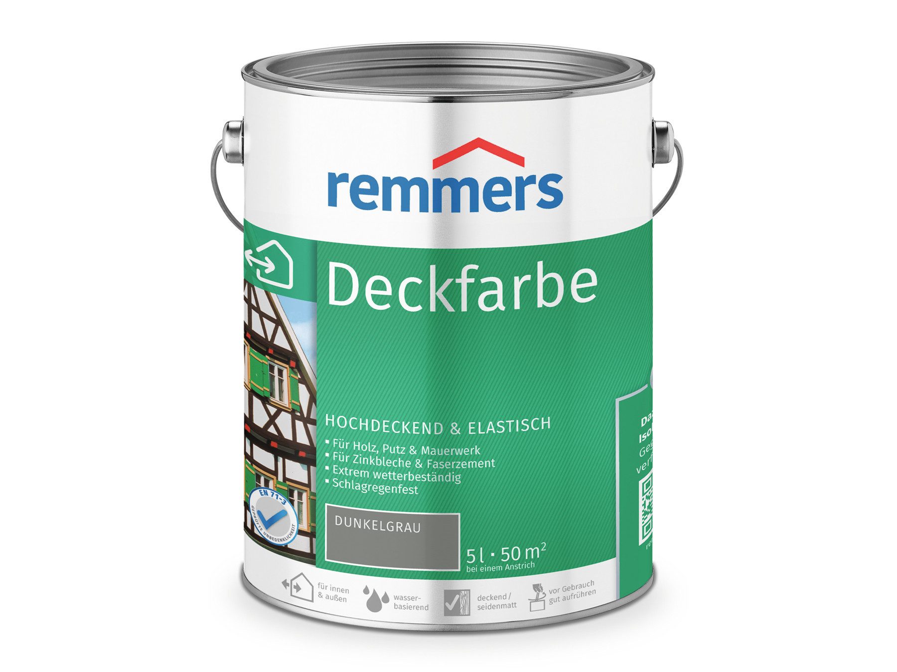 Remmers Wetterschutzfarbe Deckfarbe 5 Liter, für viele Untergründe, hochdeckend, wetterfest