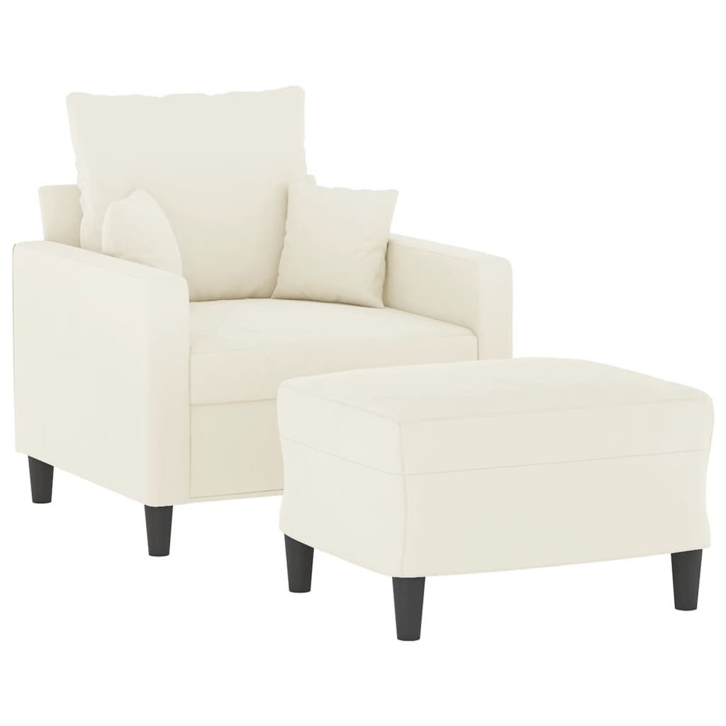 vidaXL Sofa Sessel mit Hocker Creme günstig online kaufen