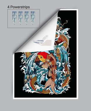 wandmotiv24 Poster Drache, Fisch, Japan, Fantasy (1 St), Wandbild, Wanddeko, Poster in versch. Größen