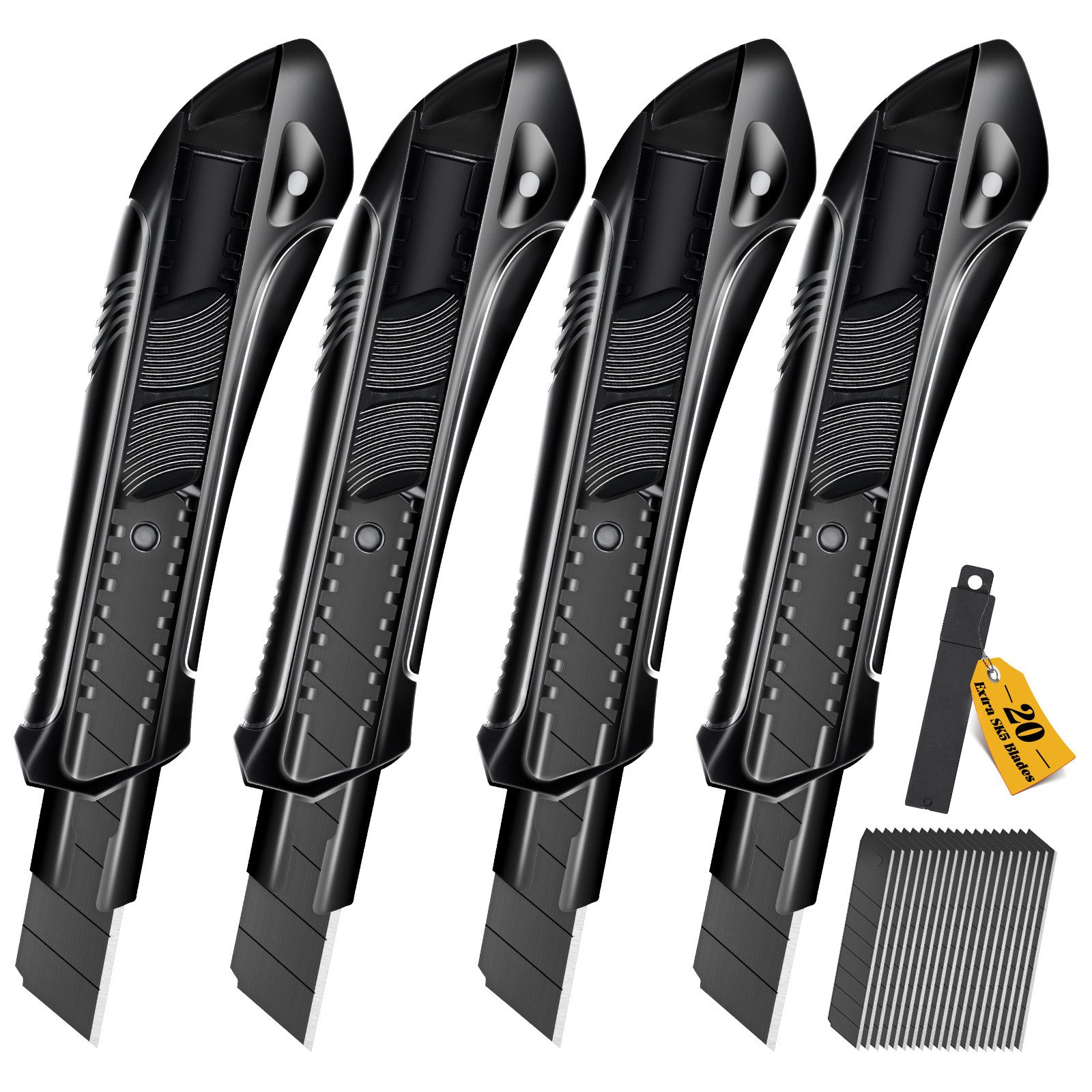 CCLIFE Montagewerkzeug Cuttermesser Kartonmesser mit Ersatzklingen, (4-tlg)