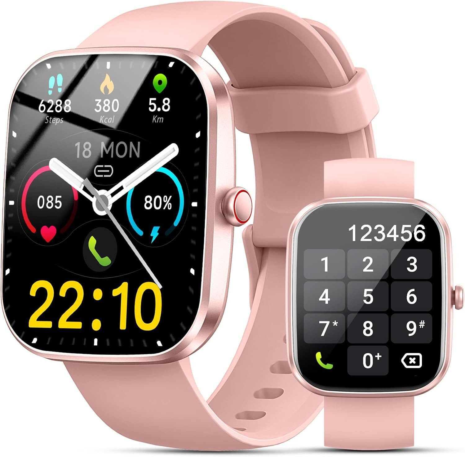 Fempoin P99 Smartwatch (4,9 cm, android ios), Smartwatch mit 1,96 Zoll Display Herzfrequenzmessung Fitnessmodi