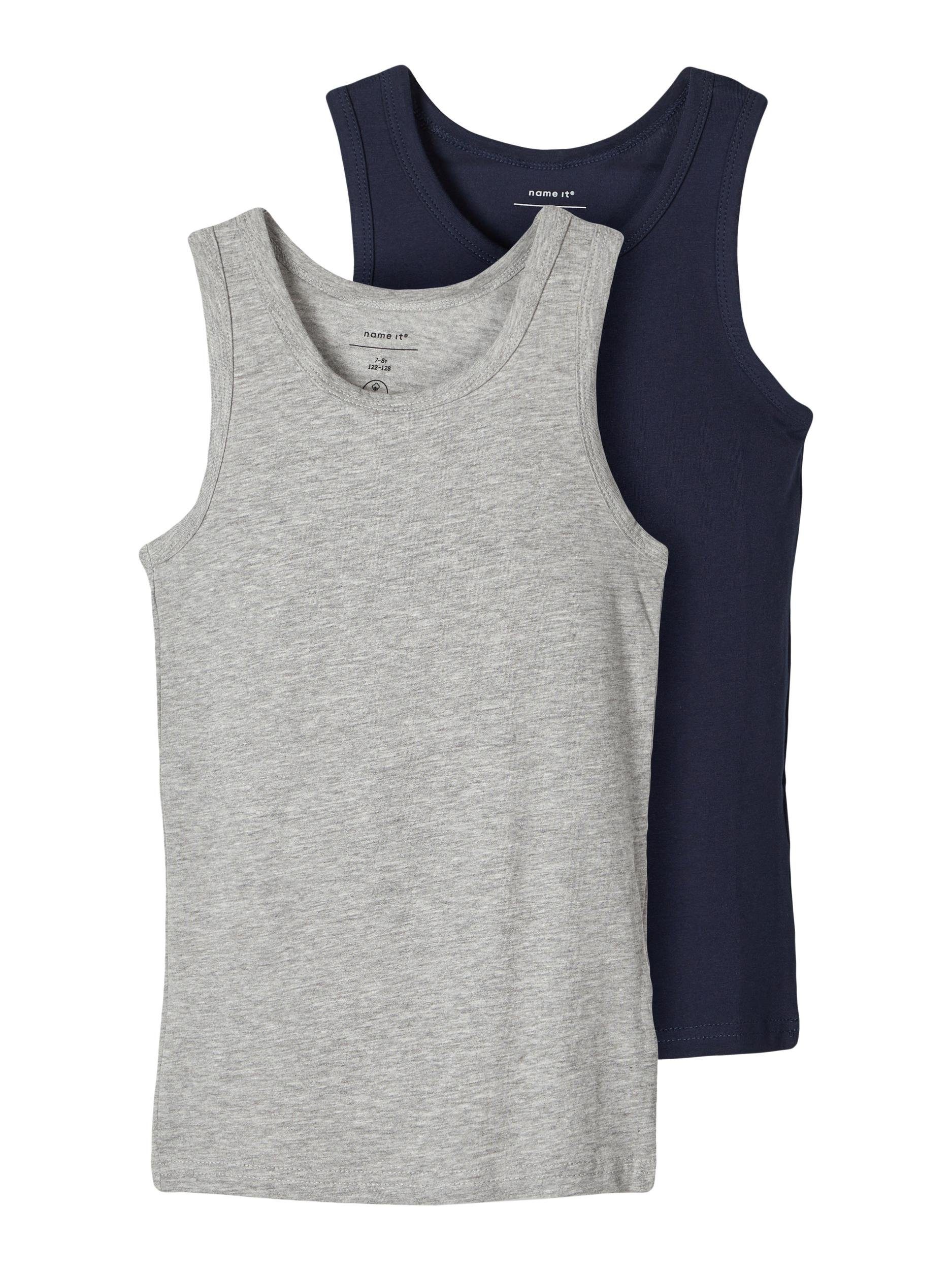 Unterhemd Name It Jungen Tank-Top im 2er-Pack Bio-Baumwolle Grey Melange-86