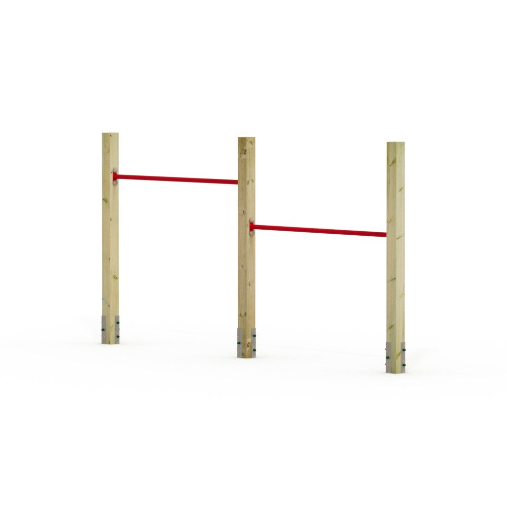 Wickey Turnreck FIT Tumble 302 - Doppel-Turnreck mit Reckstangen für den Garten, (Unterschiedlich montierbare Höhen (90 - 140 cm) – mitwachsend nutzbar, - Komplettset Inkl. Schrauben & Befestigungsmaterial), mitwachsend, extrem witterungsbeständig, 100 kg Belastbar