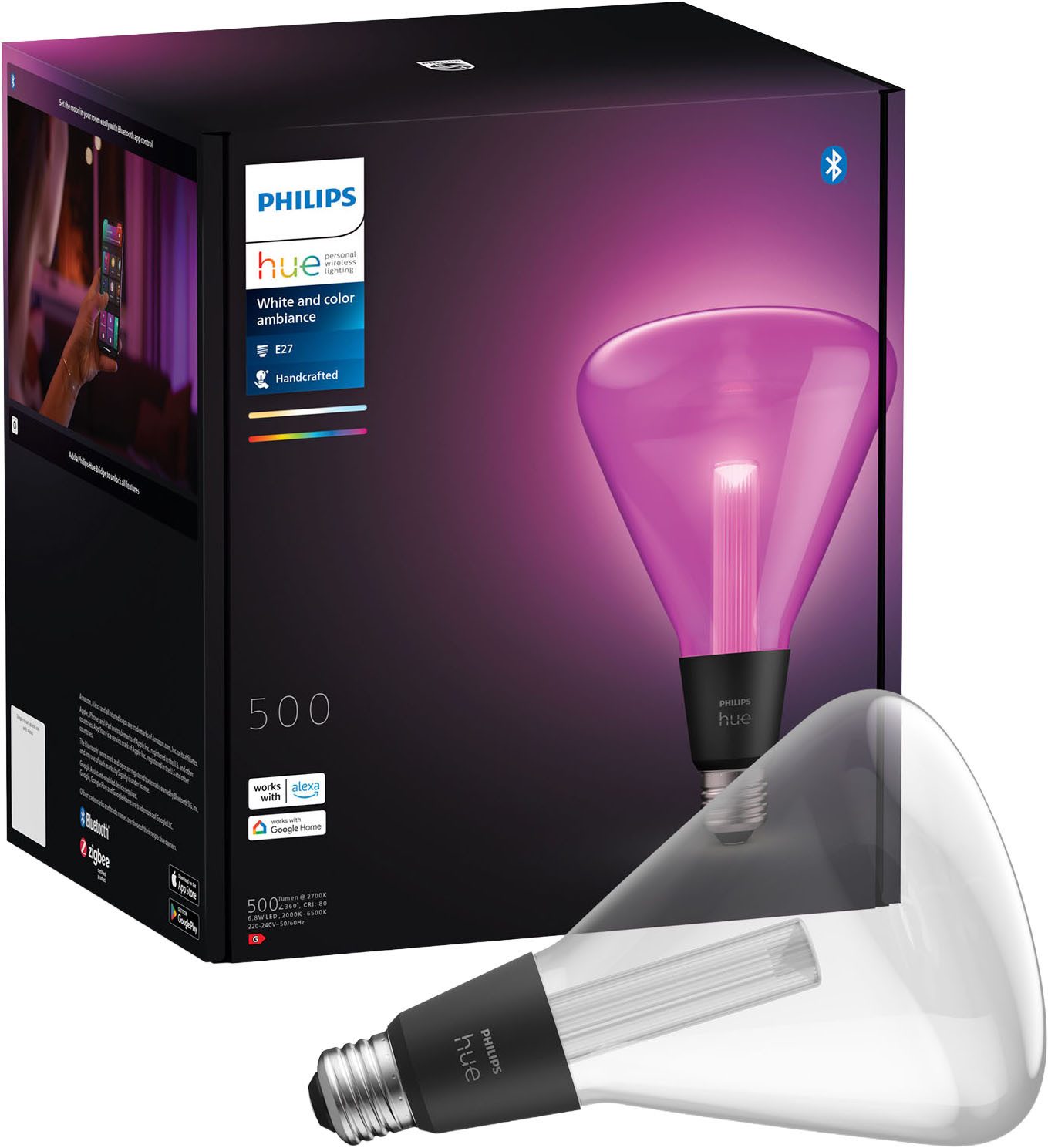 Philips Hue LED-Leuchtmittel White and Color Ambiance Lightguide Triangle 500lm, E27, 1 St., Farbwechsler
