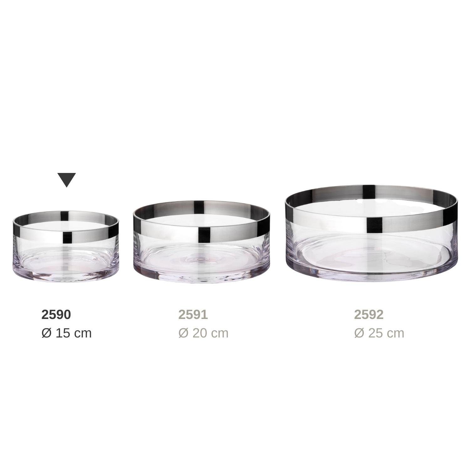 EDZARD Schale Grit, Kristallglas, mit Platinrand, Schüssel Ø Snacks, cm Servierschale Deko, Höhe 7 für cm, und 15 Kerzen