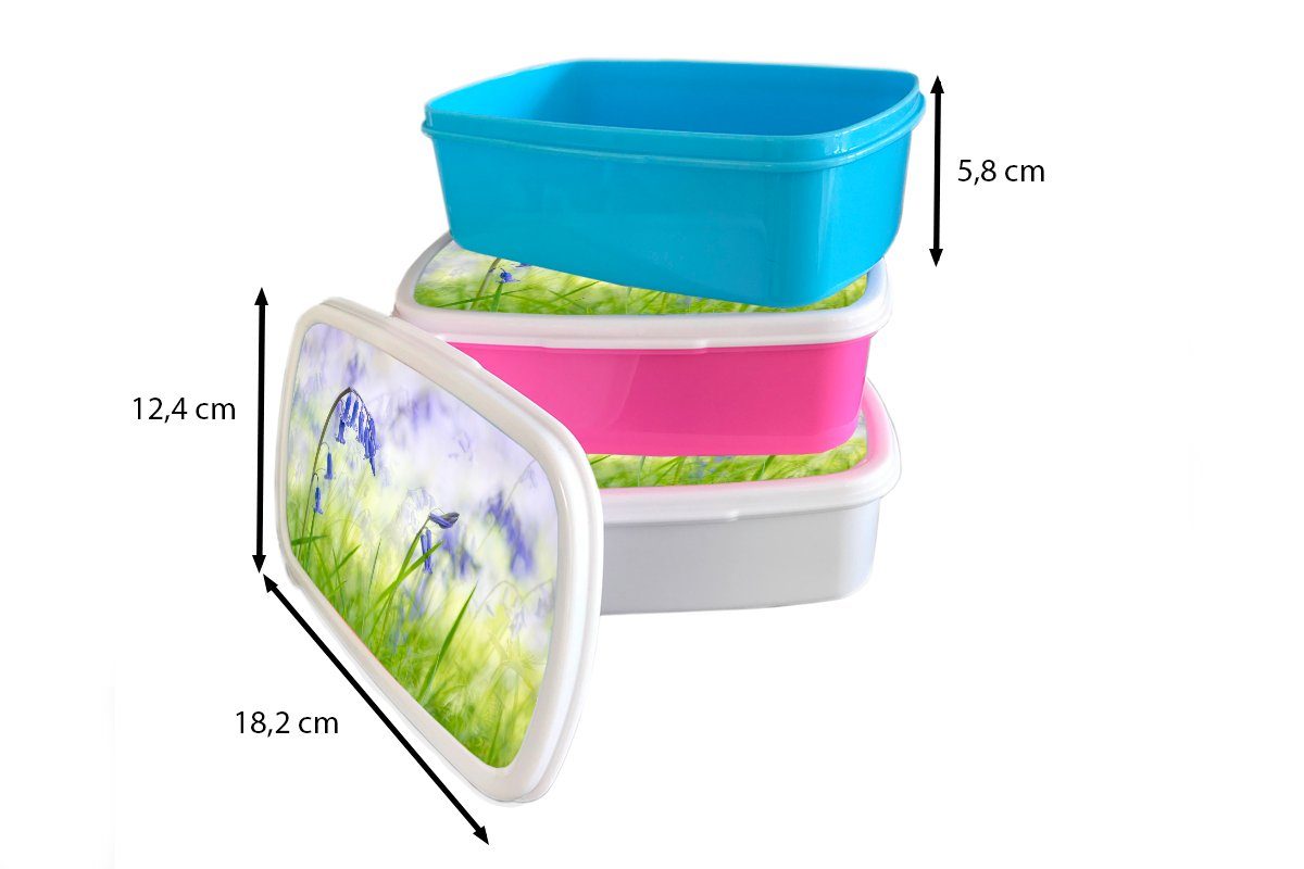 MuchoWow Lunchbox Sternhyazinthen im grünen (2-tlg), weiß Kunststoff, für für und und Brotbox Rasen, Mädchen Kinder Erwachsene, Jungs Brotdose