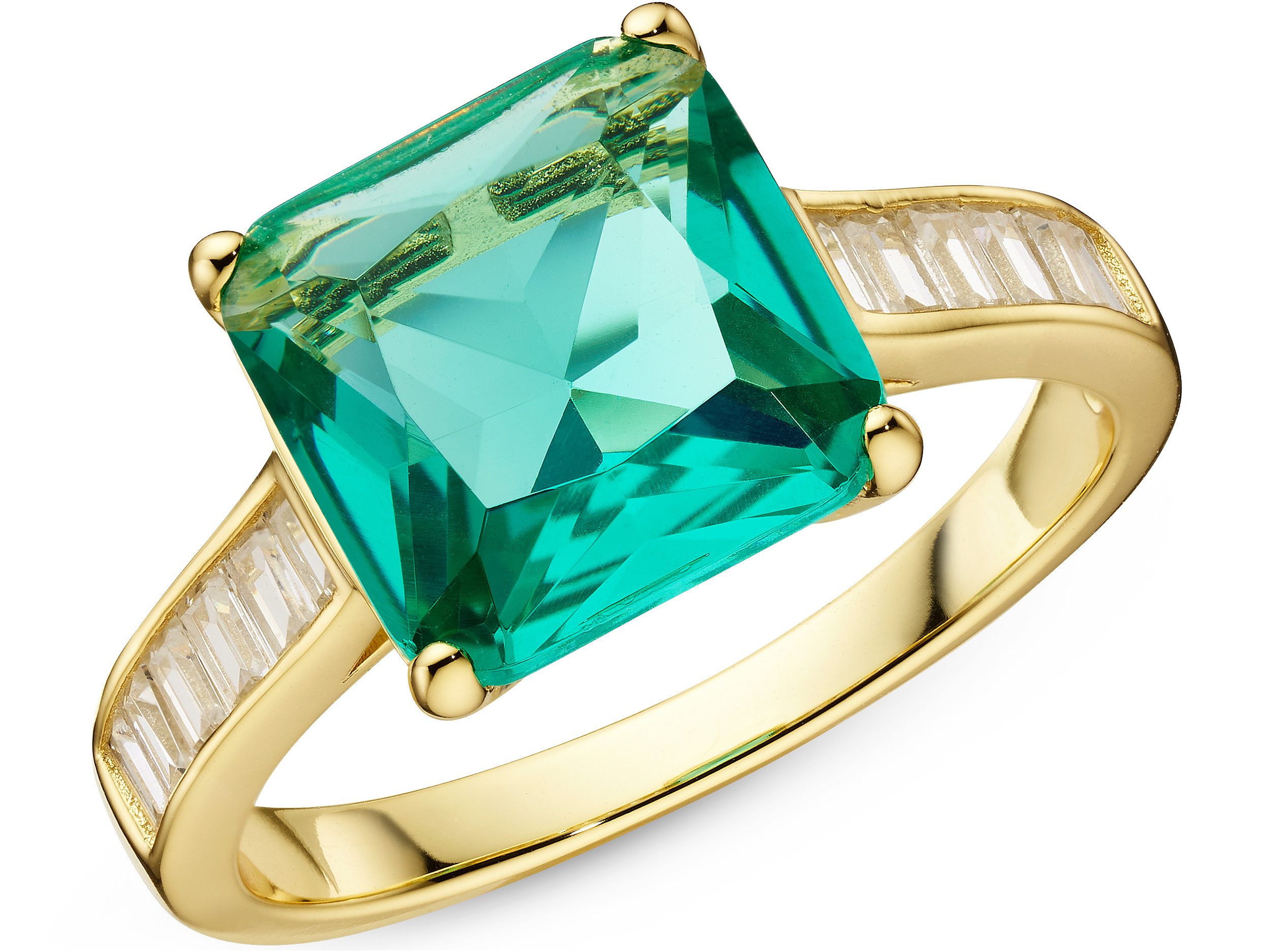 Firetti Fingerring Damenring gelbgoldfarben vergoldet mit Stein, mit Zirkonia (synth) oder Glasstein