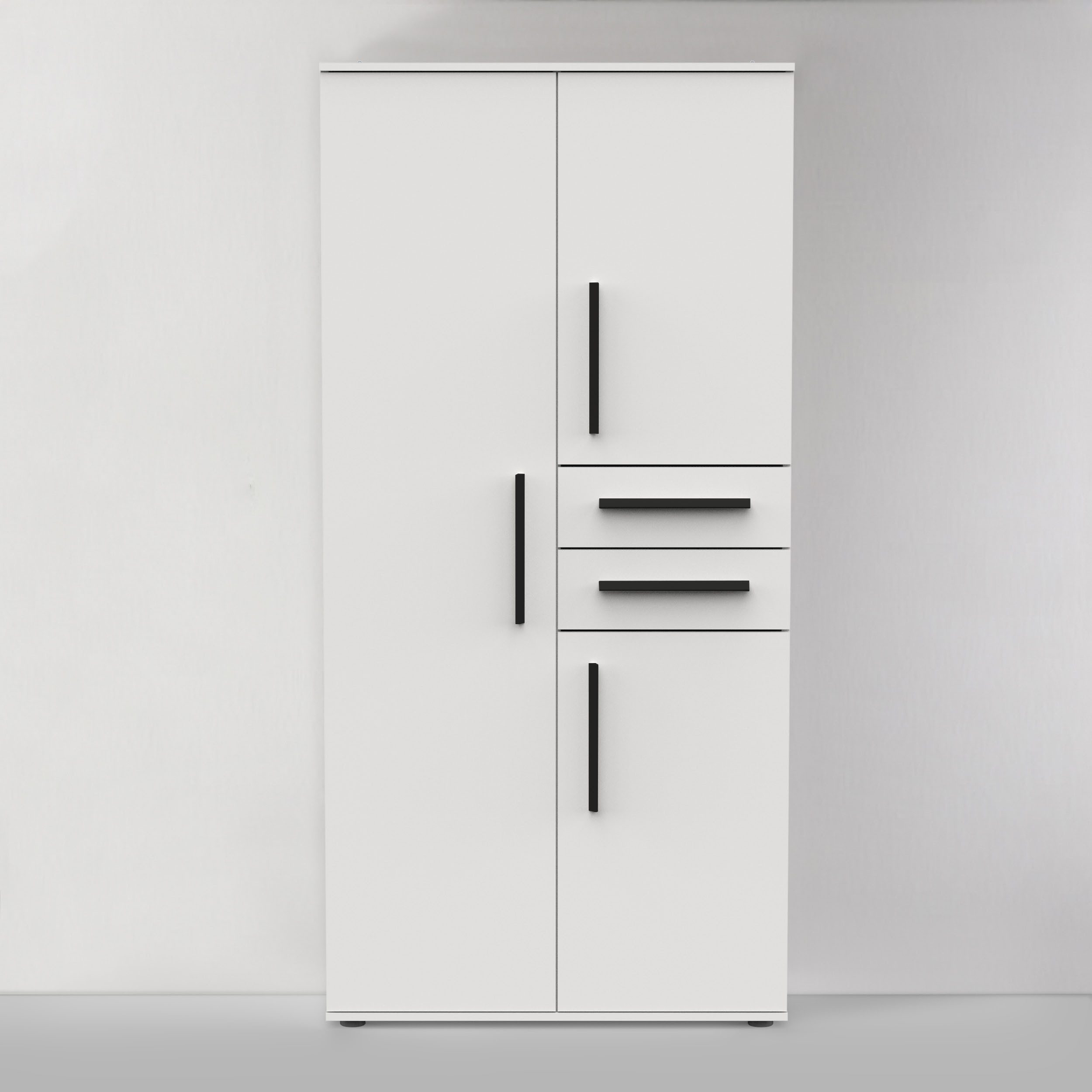 Demeyere GROUP Kleiderschrank VERSATIL – mit Schubladen in Komforthöhe & Metall-Kleiderstangen (B/H/ T ca. 90x190cmx50cm) viel Stauraum, robuste Spanplatte, pflegeleicht, Made in EU