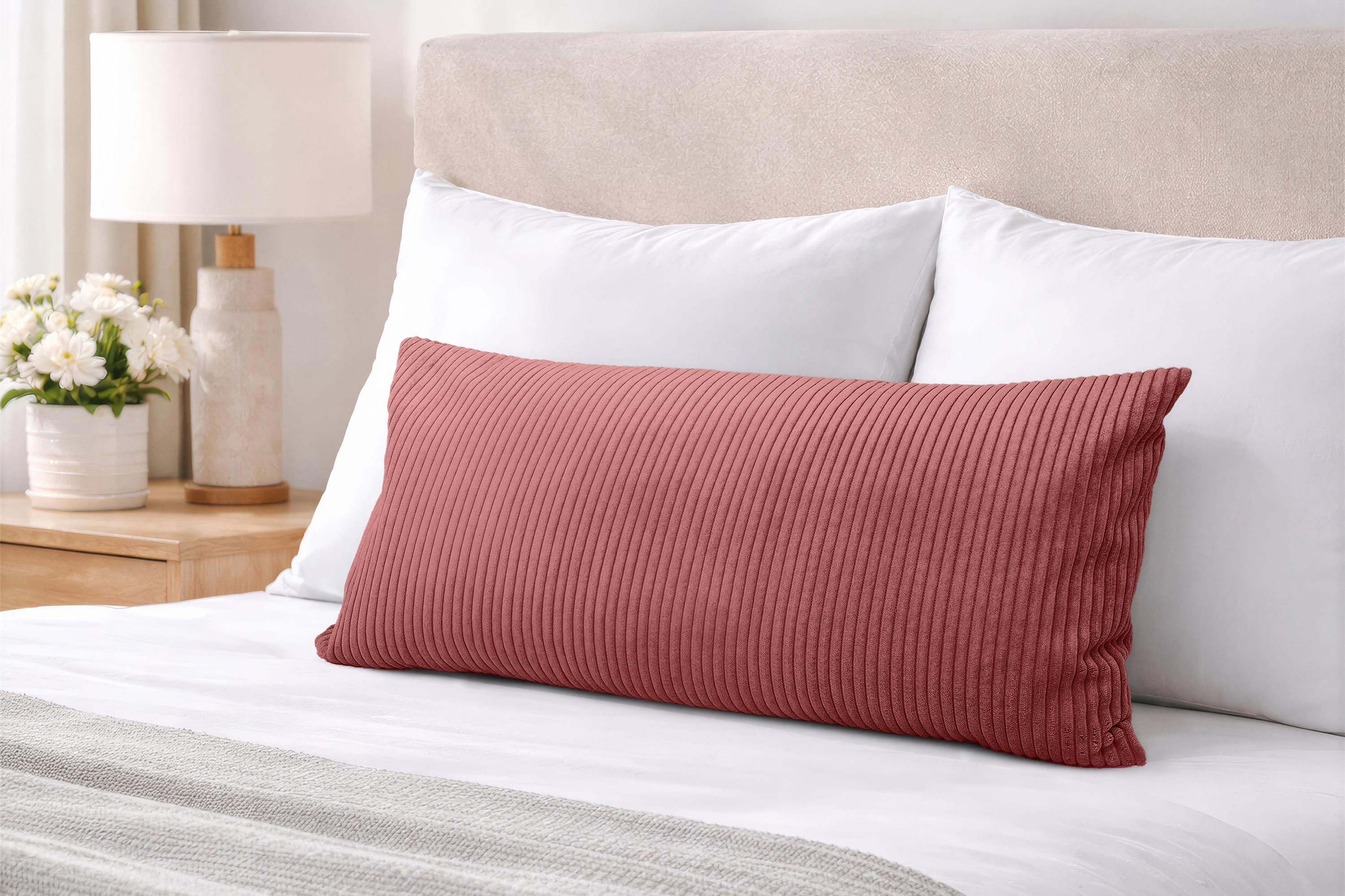 Amilian Kissenbezüge Kissenbezug 40x80 cm - Kopfkissenbezug Sofakissenbezug Kissenhülle, Cord-Optik, weich, Hotelverschluss ohne Reißverschluss