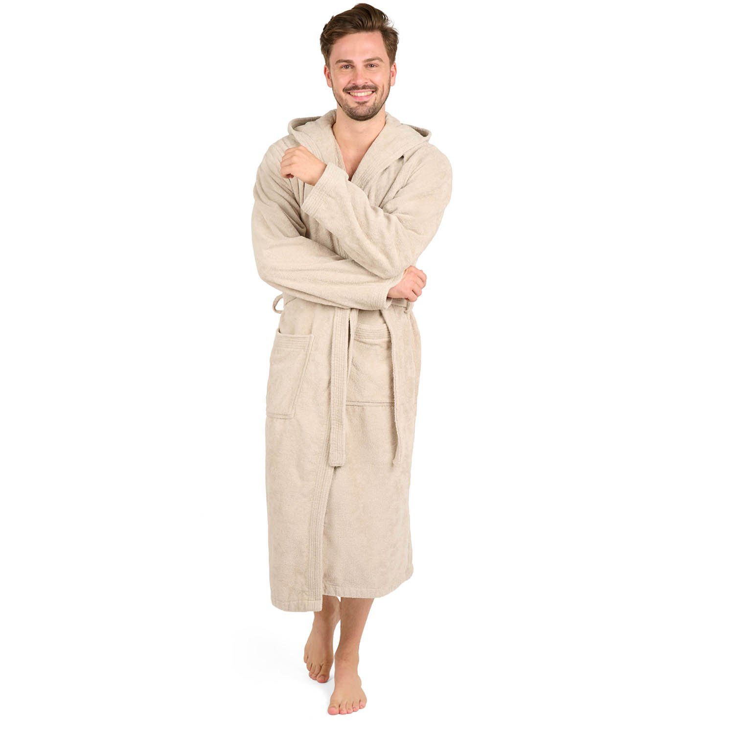 Blumtal Bademantel Herren, Baumwolle, mit gefütterter Kapuze, mit samtigen günstig online kaufen