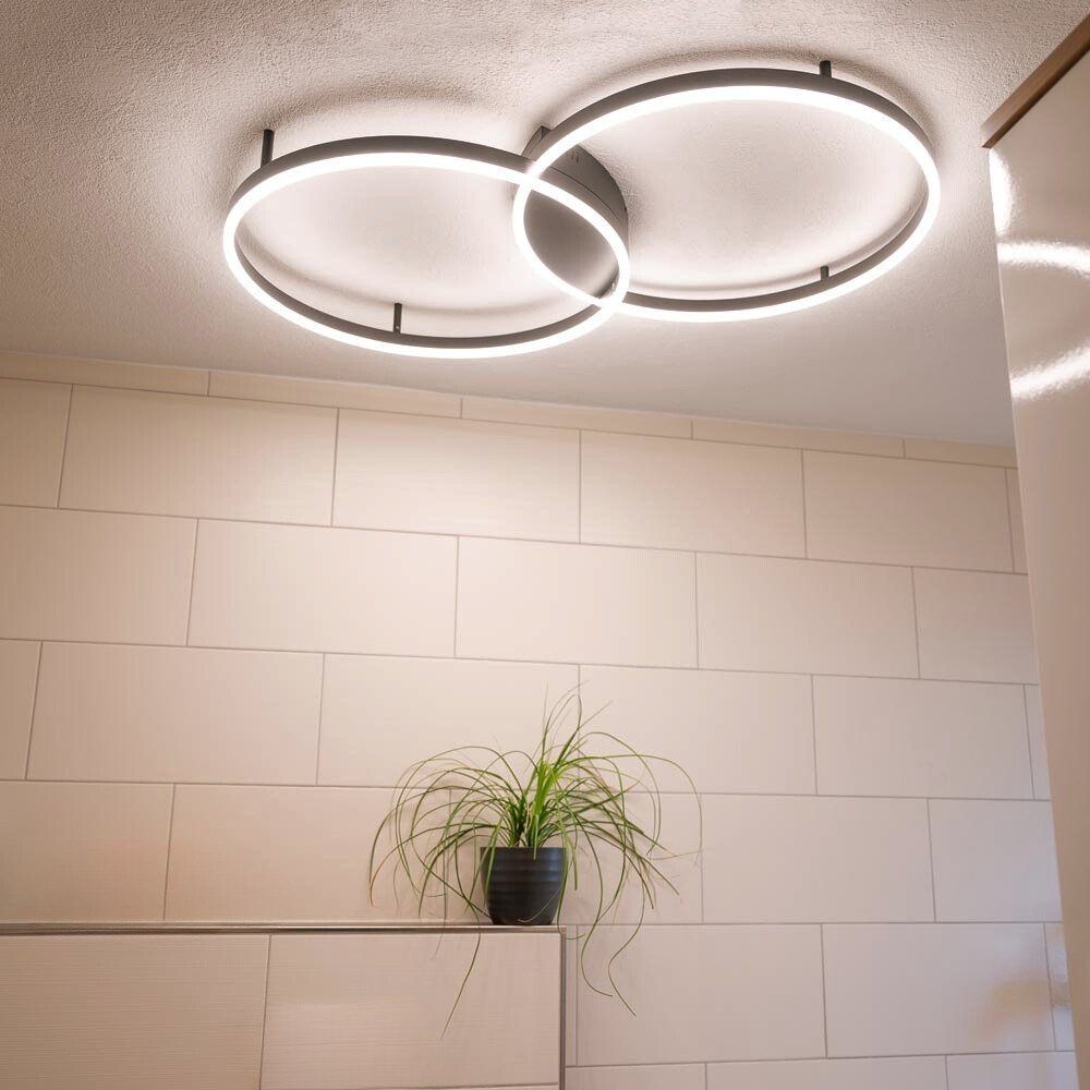 Deckenleuchte Warmweiß s.luce LED (Dimmschalter), Weiß, 2-flammig Ring Dimmbar mit Phasenanschnitt/-abschnitt Deckenleuchte