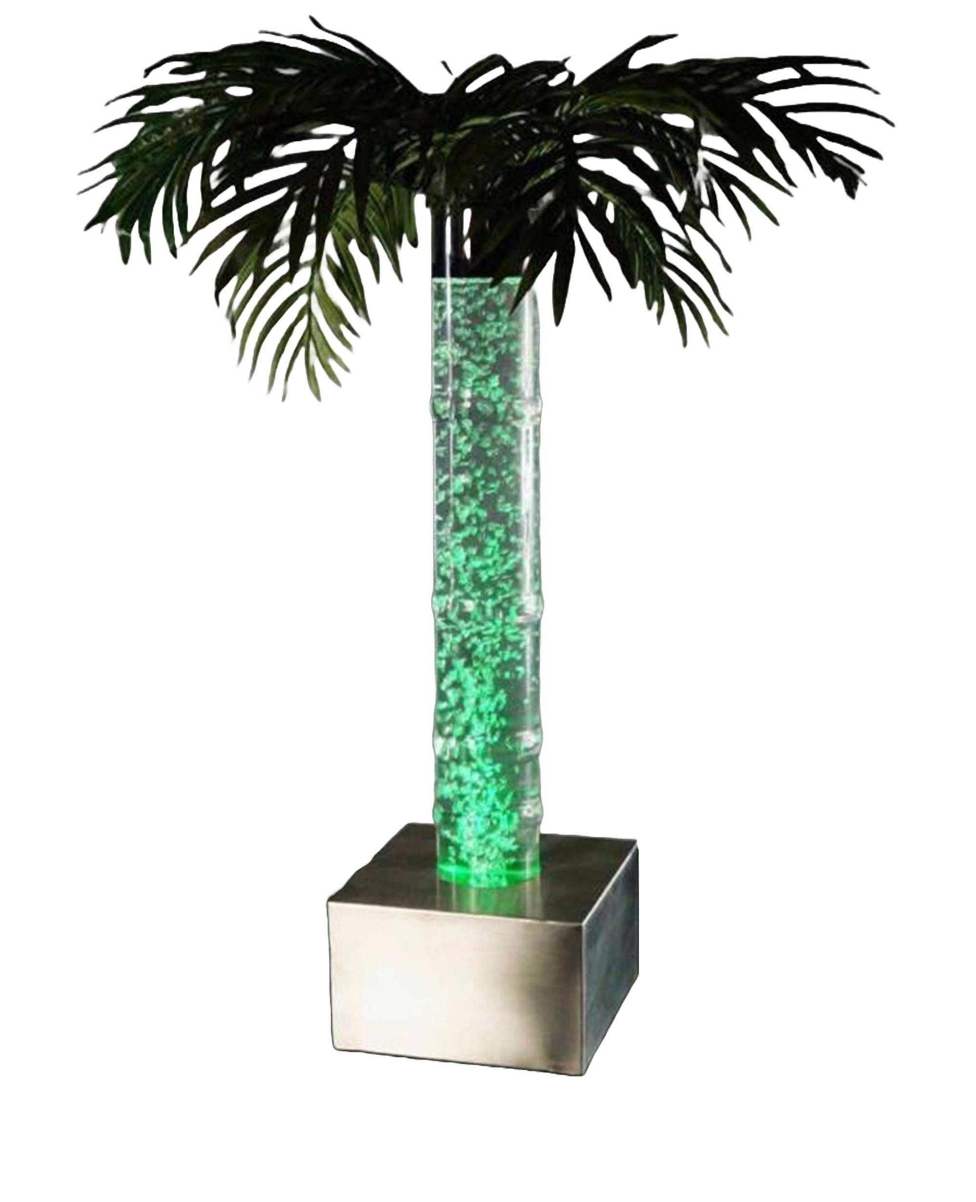 JVmoebel LED Dekoobjekt Beleuchtete Wassersäule mit Palmenmotiv und sprudelndem Wasser, Made in Europa