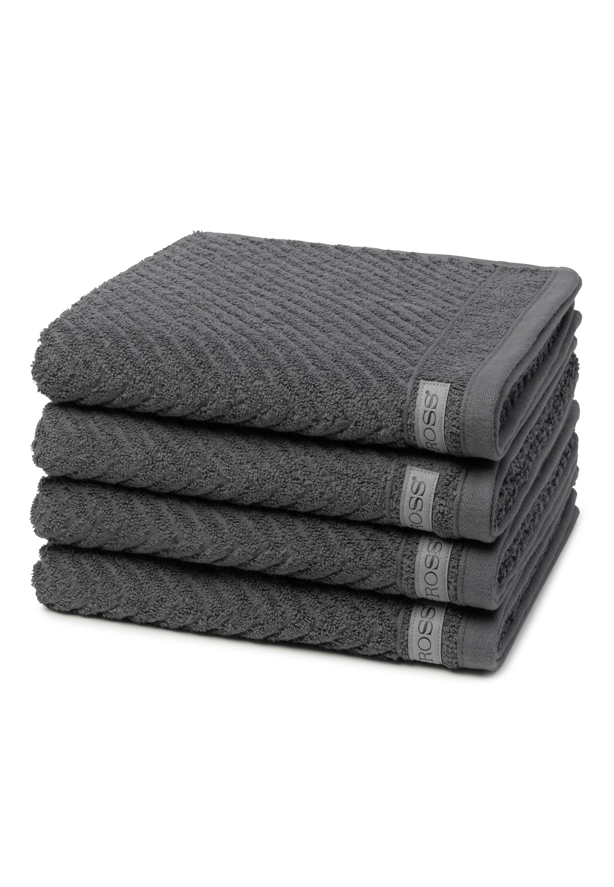 ROSS Handtuch Set Smart, Walkfrottee, (Spar-Set, 4-tlg), 4 X Handtuch - im Set - Baumwolle - Saugfähige und weicher Griff Schiefer