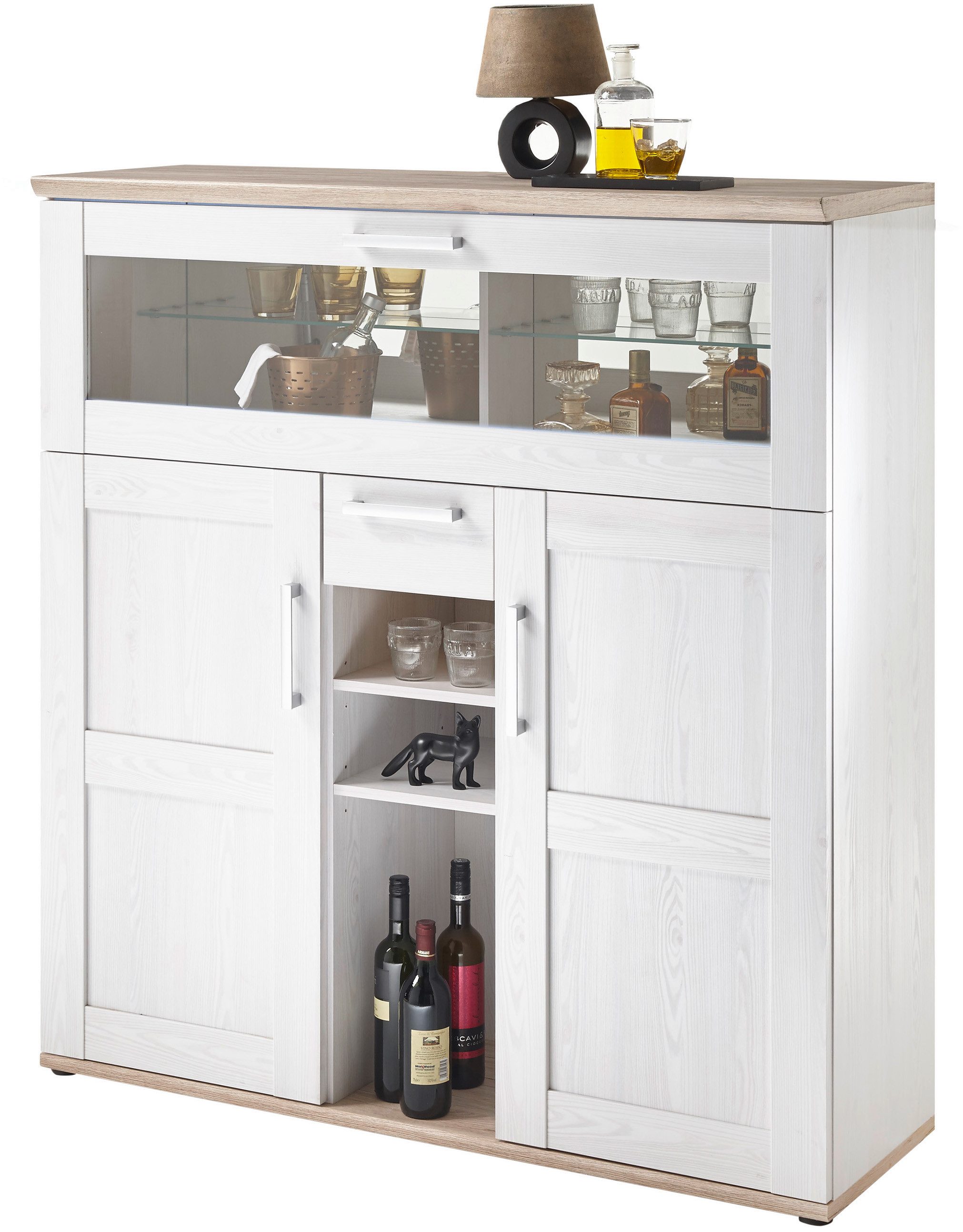HBZ Barschrank Romance (1-St) im Landhausstil, Highboard mit Bar