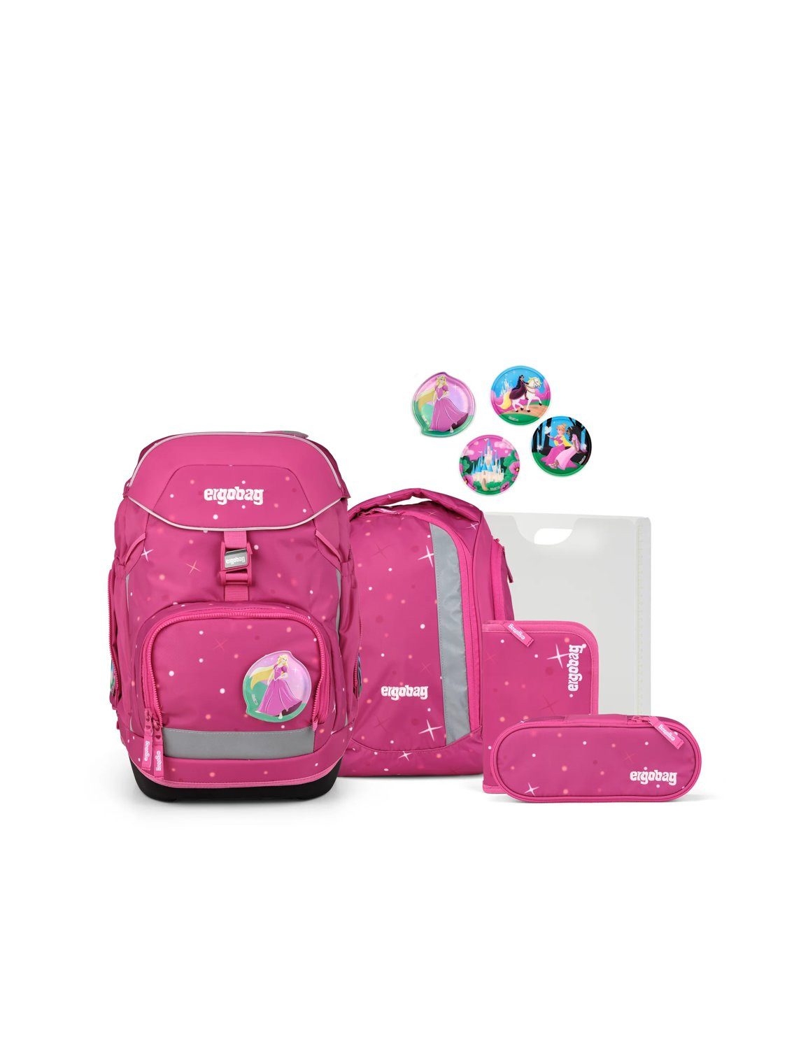 ergobag Schulranzen pack Set (6-tlg., 6-teiliges Set), größenverstellbares Rückensystem