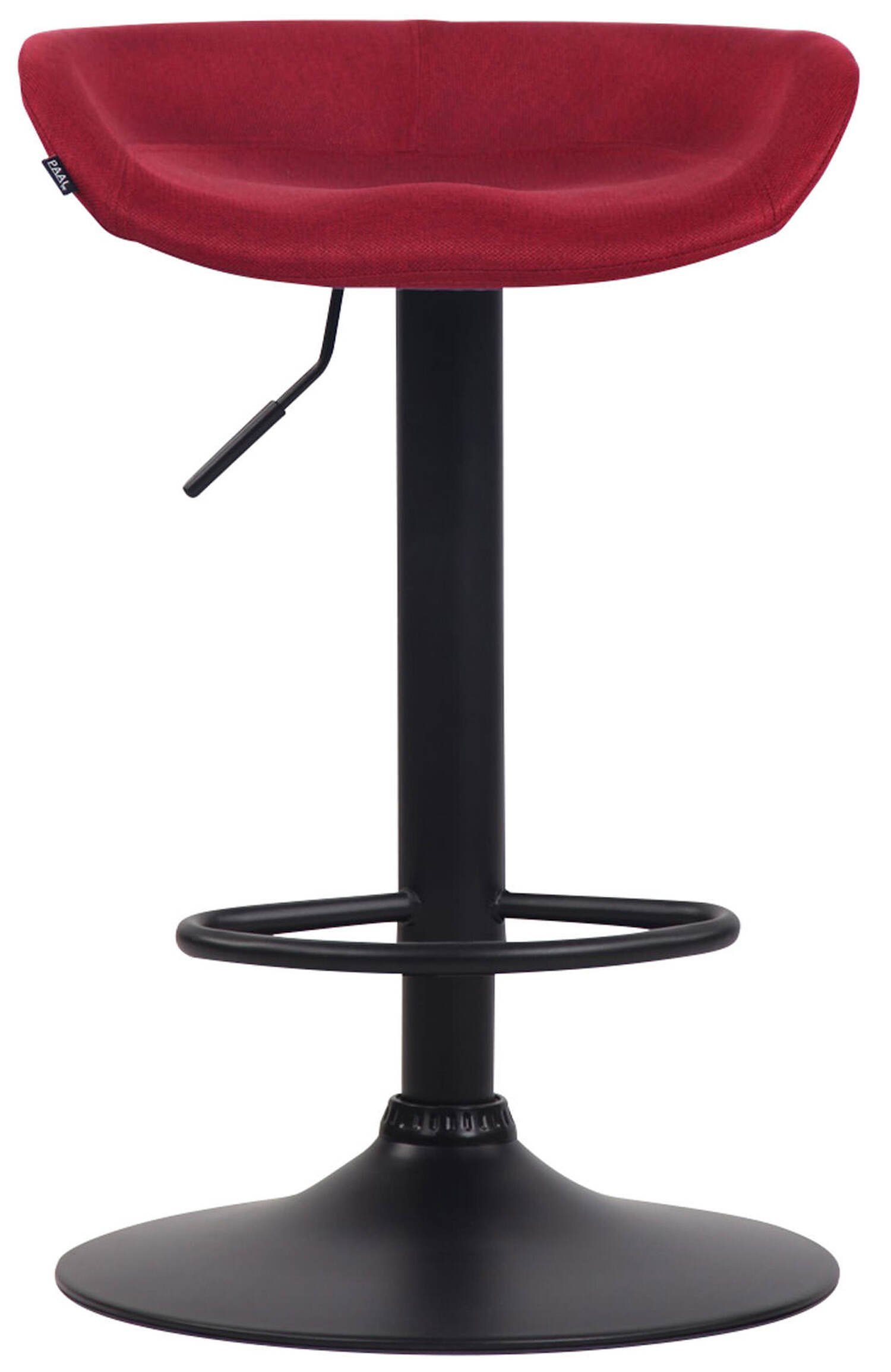Gestell TPFLiving Sitzfläche: - - höhenverstellbar), Fußstütze Theke Anna Barhocker mit angenehmer & Hocker drehbar (Barstuhl Stoff Metall Küche 360° schwarz Rot für und