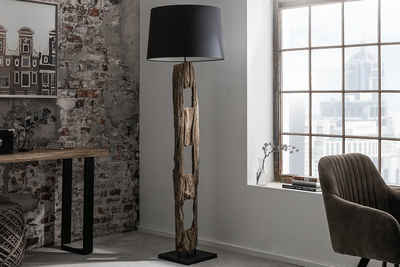 riess-ambiente Stehlampe BARRACUDA 177cm schwarz / natur, ohne Leuchtmittel, Wohnzimmer · Massivholz · mit Lampenschirm · Industrial Design