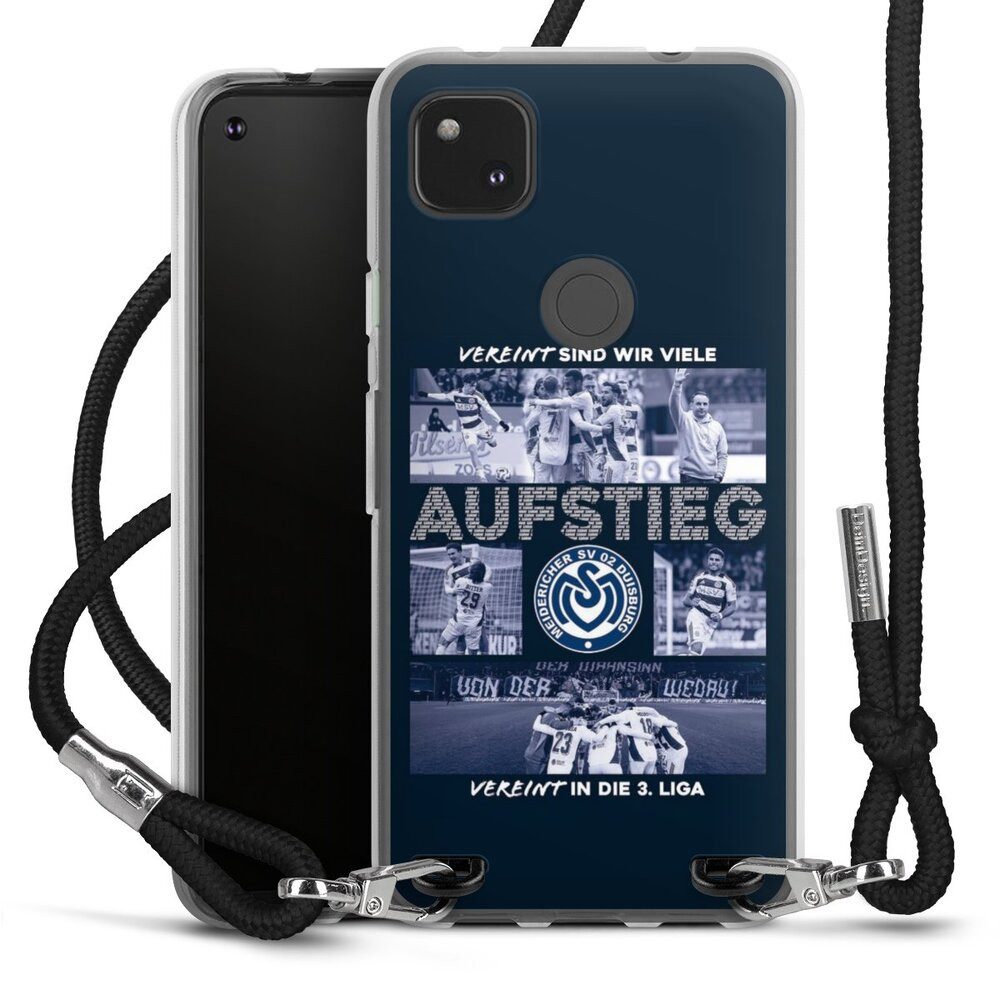 DeinDesign Handyhülle MSV Duisburg Aufstieg Offizielles Lizenzprodukt, Google Pixel 4a Handykette Hülle mit Band Case zum Umhängen