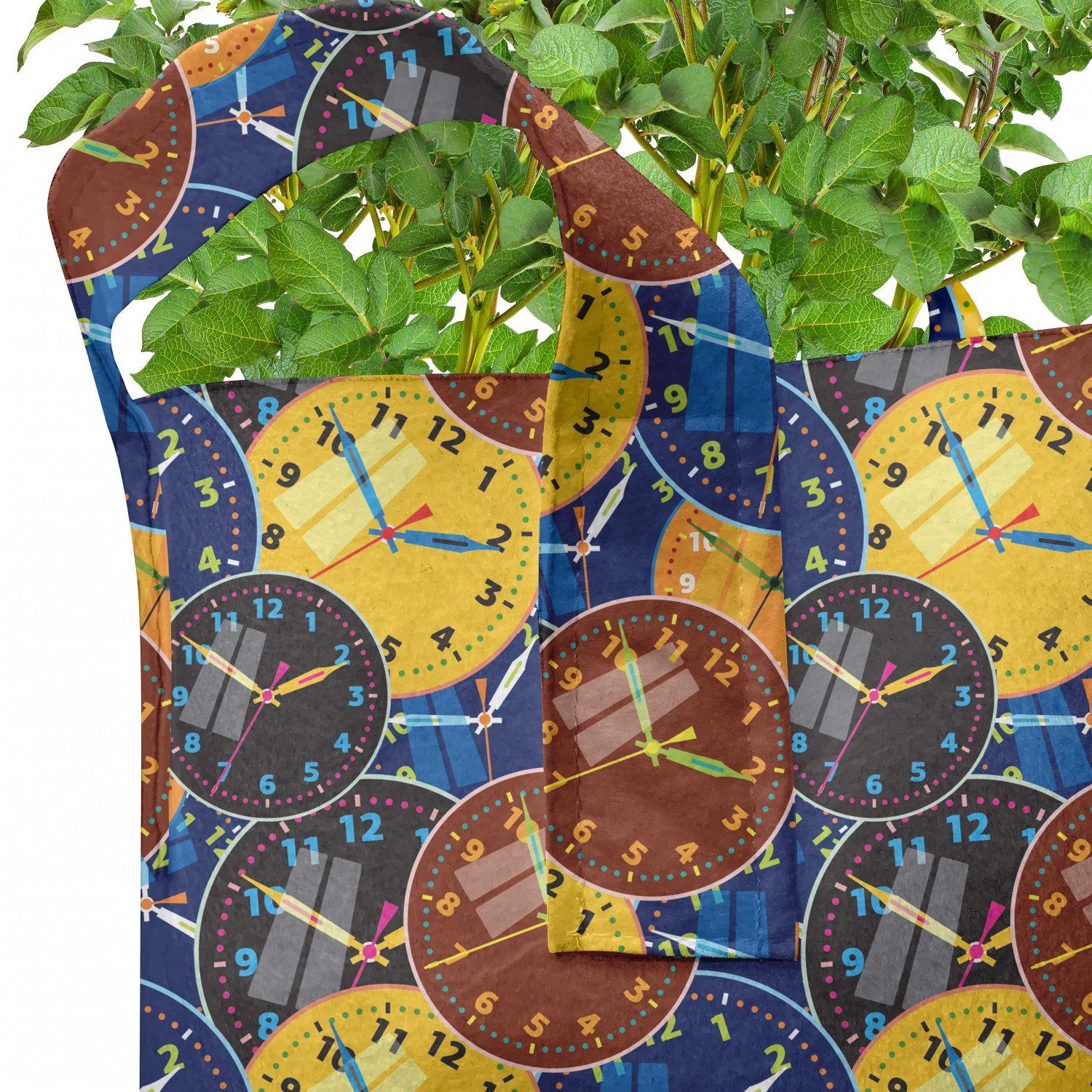 für mit Pflanzen, hochleistungsfähig Abakuhaus Pflanzkübel Griffen Jahrgang Stofftöpfe Muster Zifferblättern