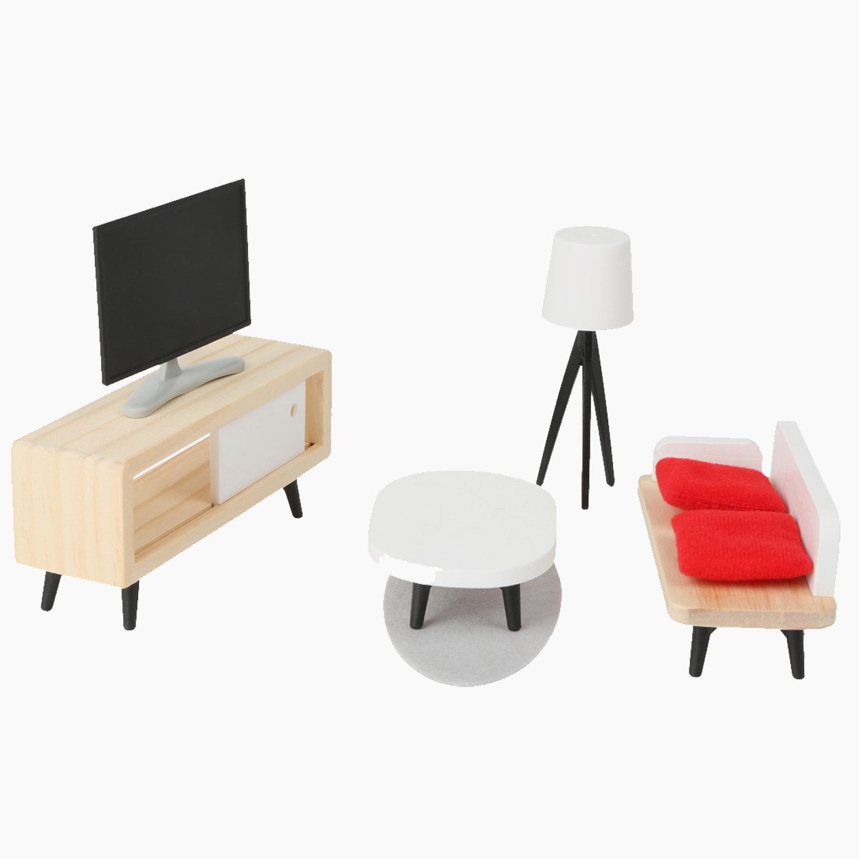 Small Foot Puppenhausmöbel Puppenhausmöbel Komplett-Set (spar packung, 28tlg., Wohnzimmer, Küche, Schlafzimmer und Badezimmer), Wohnzimmer, Küche, Schlafzimmer und Badezimmer 28 Teile