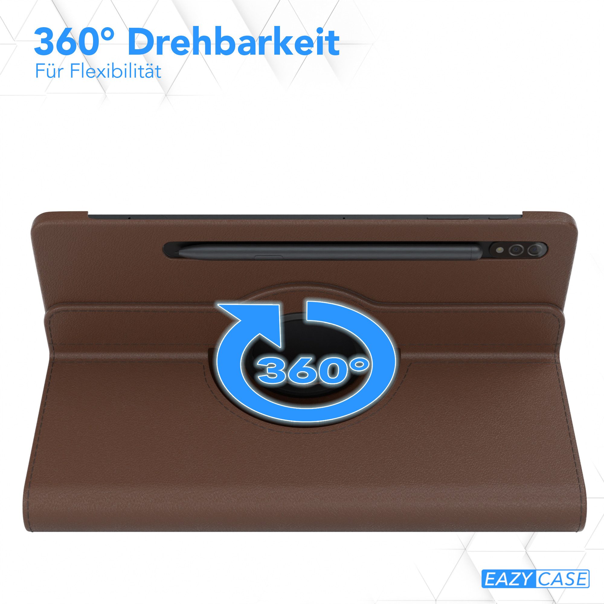 EAZY CASE Tablet-Hülle Rotation Case für Samsung Galaxy Tab S8 / Tab S7 11 Zoll, Schutztasche Tablet Case 360 Rotation Bookcover zum Aufstellen Braun