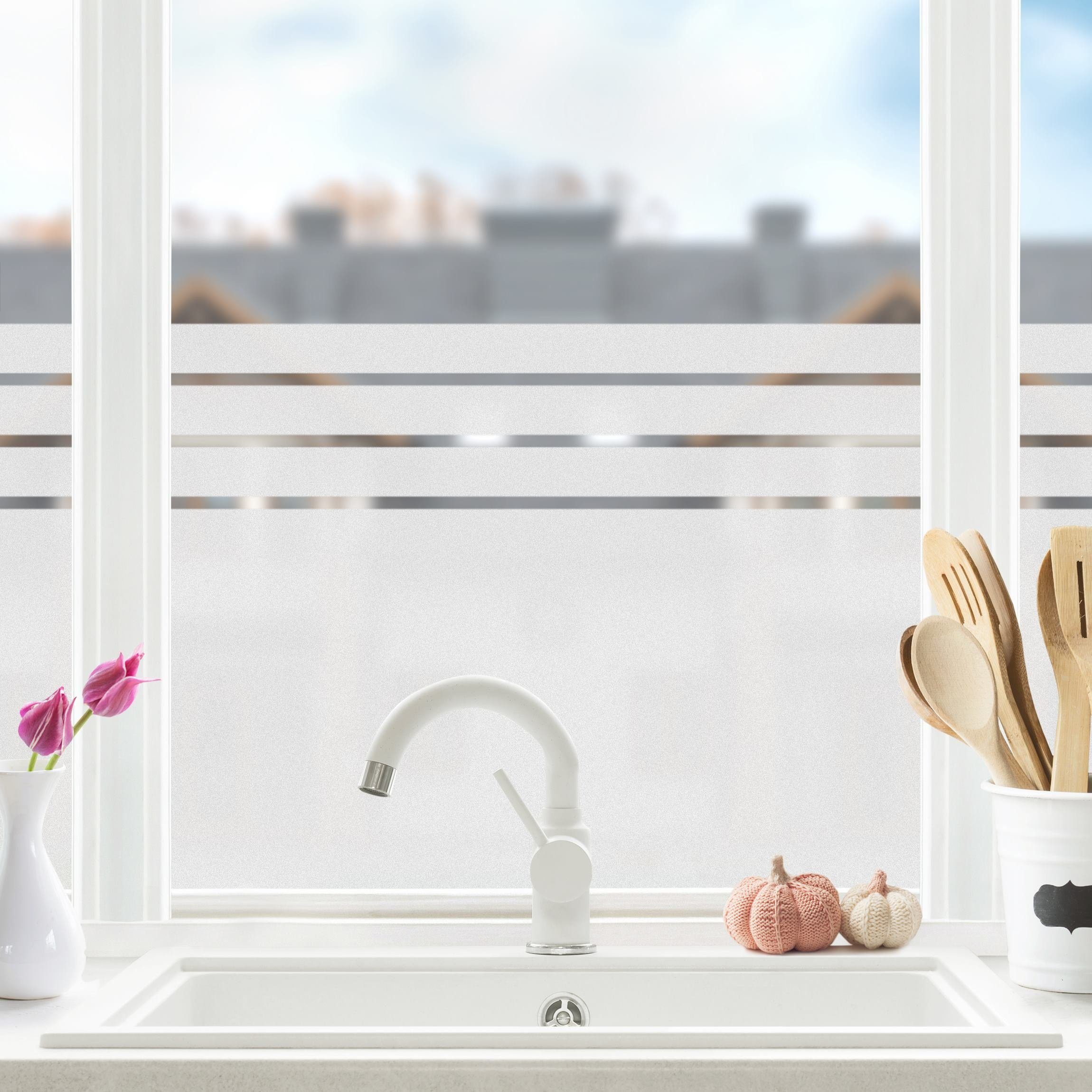Bilderdepot24 Fensterfolie statisch haftend Motiv Fensterdeko Streifen Muster I Muster, blickdicht, Innen Fenster Tür Balkontür Küche Badezimmer Wohnzimmer Schlafzimmer