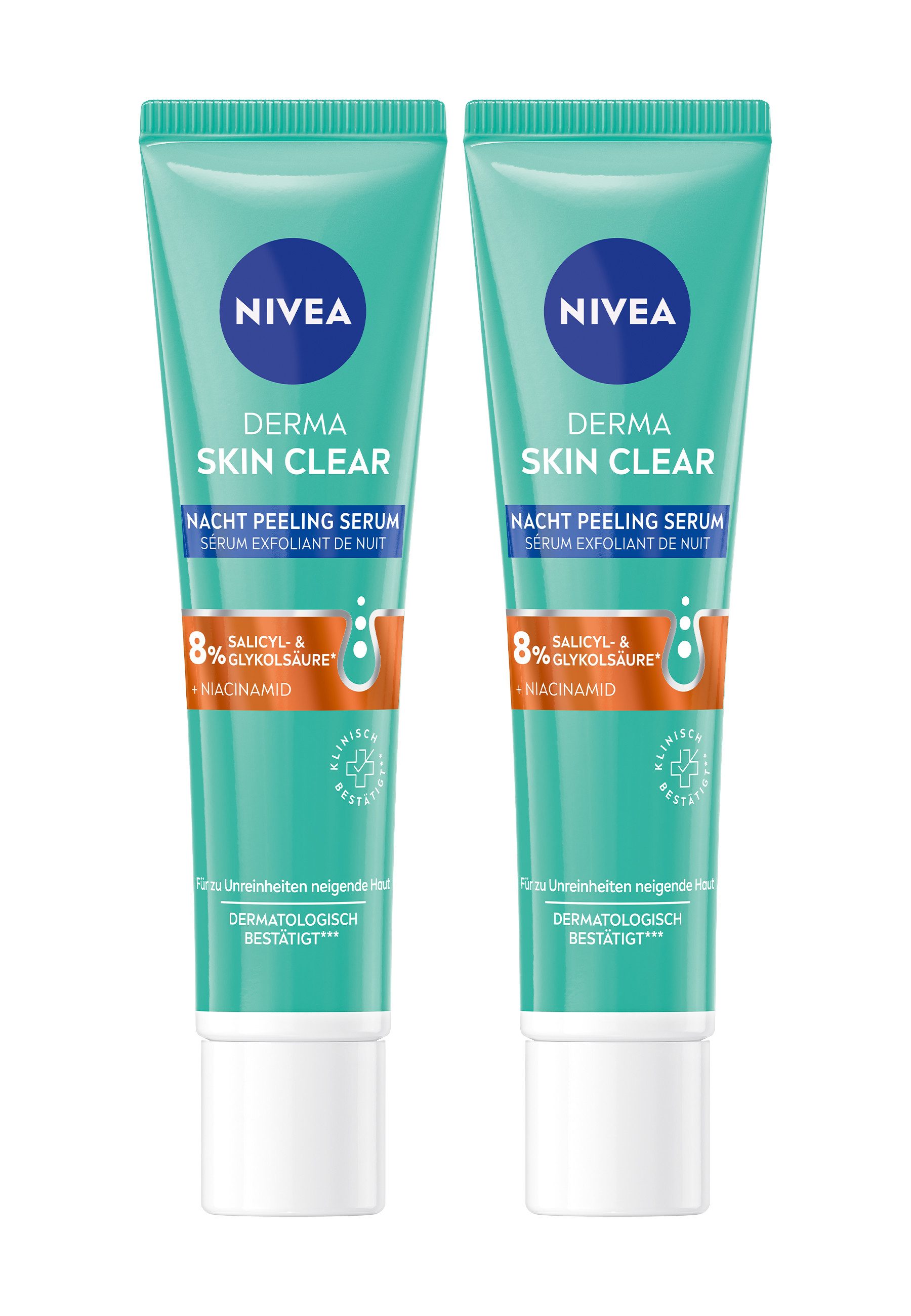 Gesichtspeeling Derma Skin Clear Nacht Peeling Serum Nachtpflege 2 x 40ml