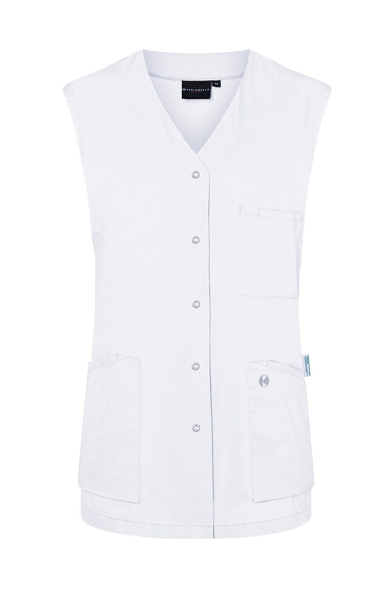 Karlowsky Fashion Schlupfbluse KARLOWSKY Damen Kasack ESSENTIAL Ärmellos V-Neck Modern-Fit Weiß