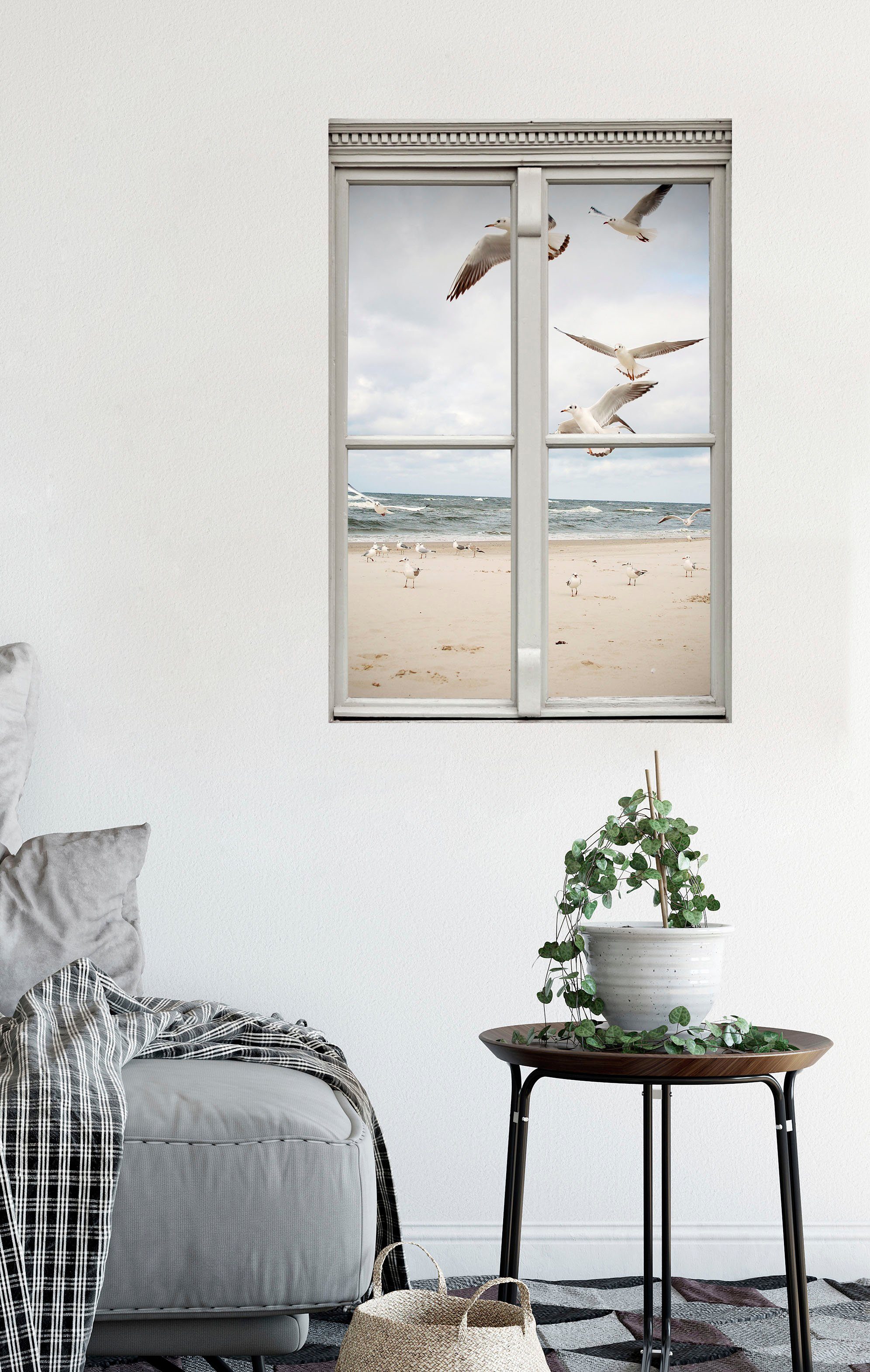 queence Wandsticker Möwen am Strand, Wandsticker, Wandbild, selbstklebend, günstig online kaufen