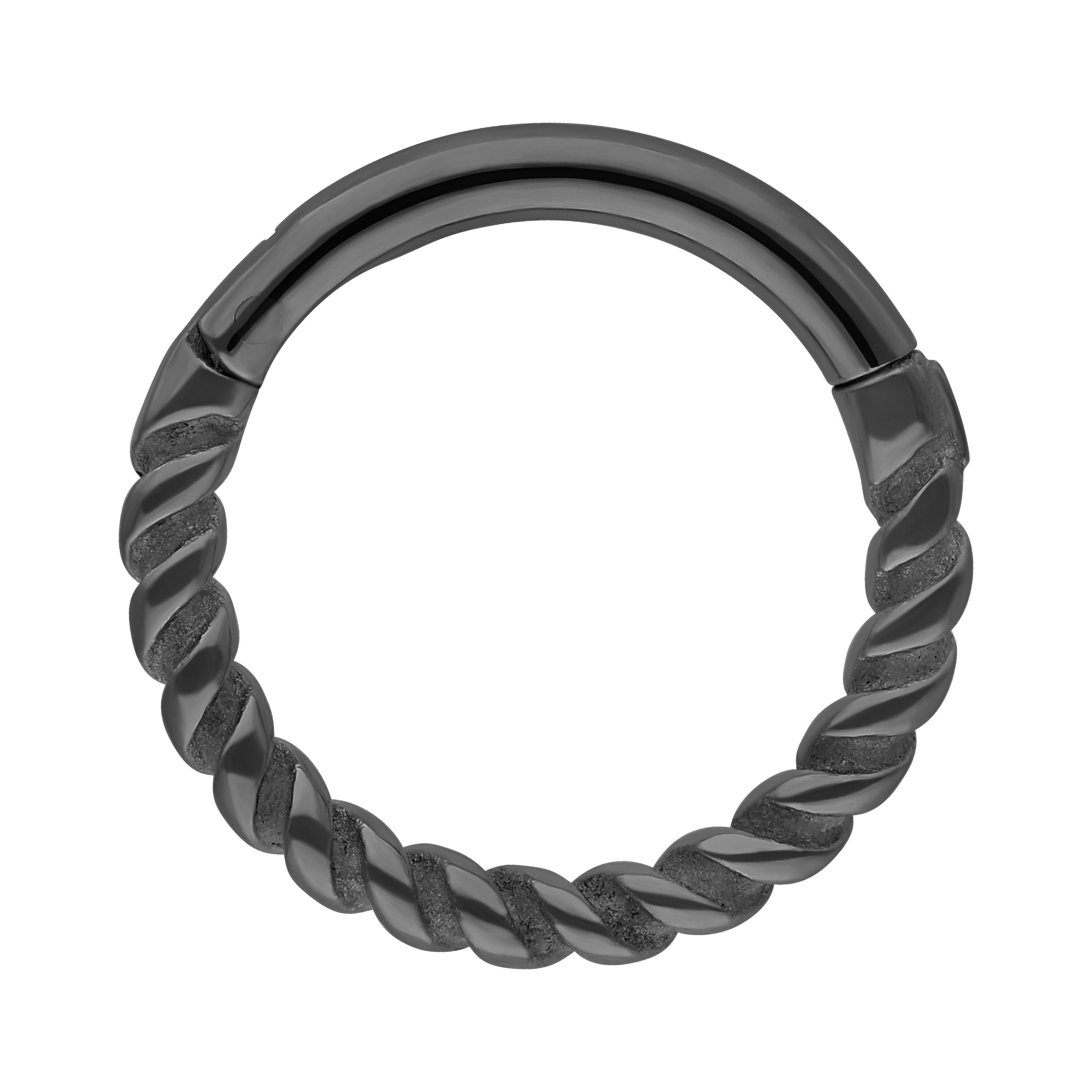 Wildcat Nasenpiercing Twisted Rope Clicker für Ohr, Nase, Lippe, Bauchnabel, 1 Stück, Chirurgenstahl 316L - wasserfest, hautverträglich, Schwarz