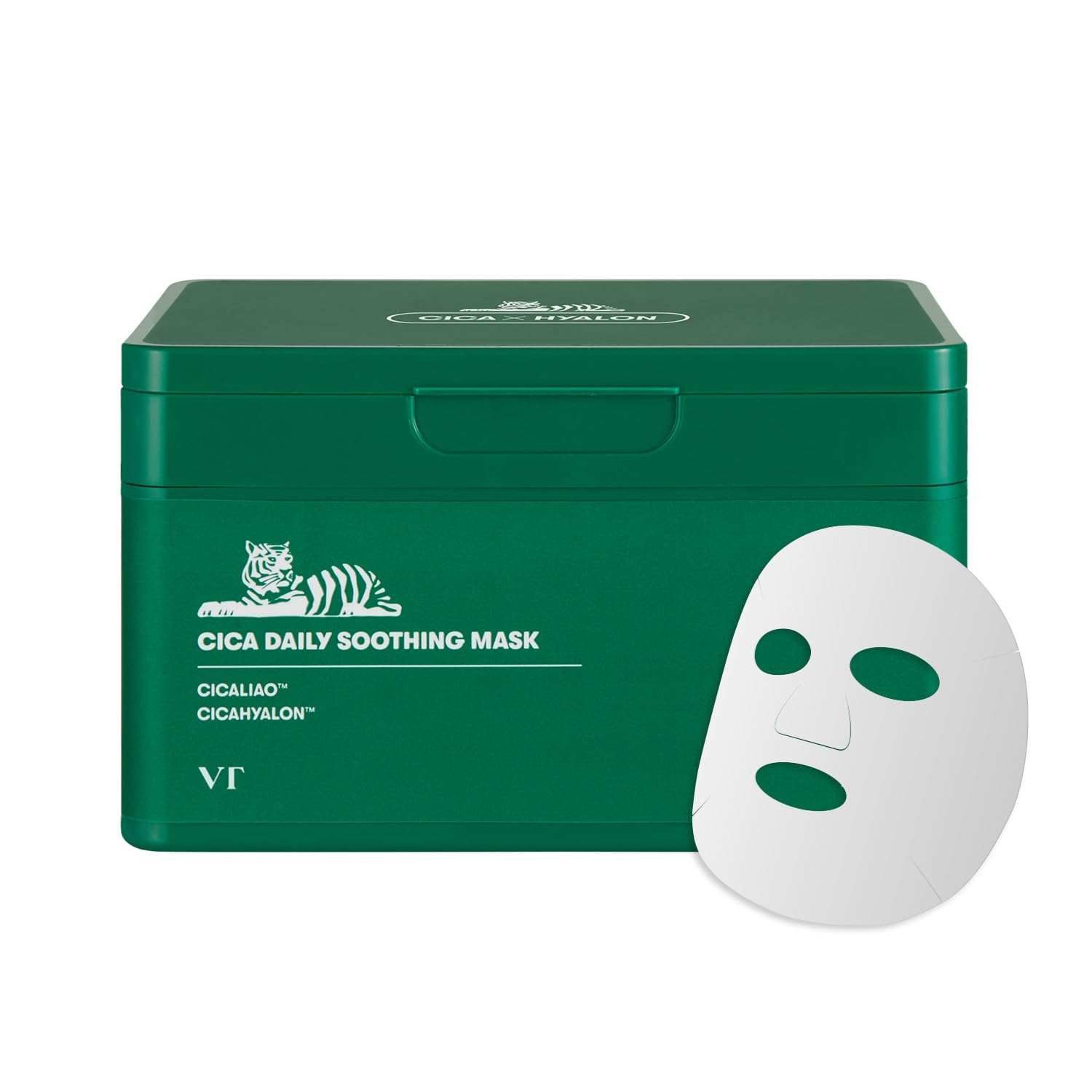 VT Cosmetics Gesichtsmaske Cica Daily Soothing Mask – beruhigende Tuchmasken für empfindliche Haut – 30 St, – hydratisierend & regenerierend